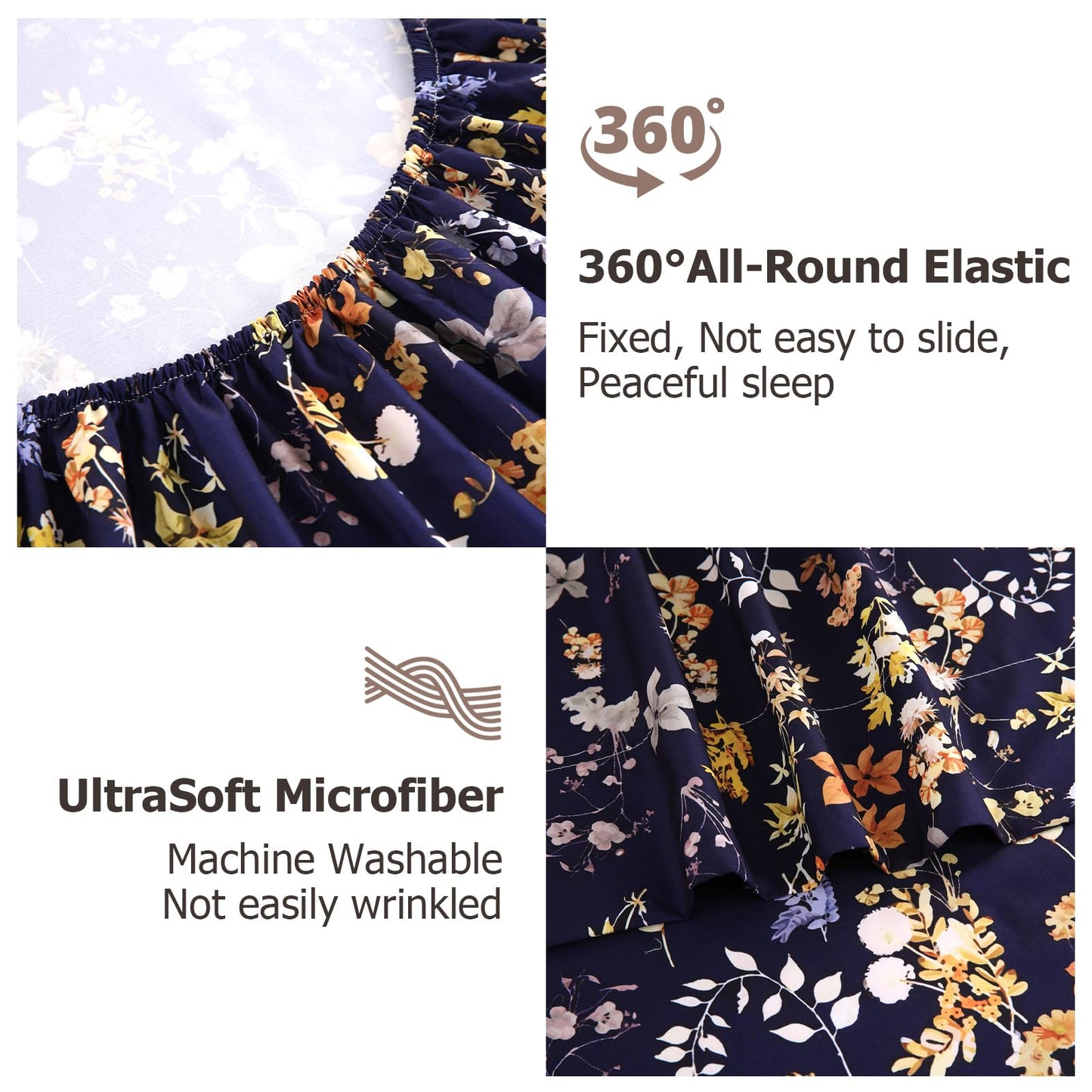 CozySmile 4 Pieces King Sheet Set Floral, Boho Sheets Soft Microfiber Deep Pocket, Floral Sheets (King, Tranquil Night Bloom)