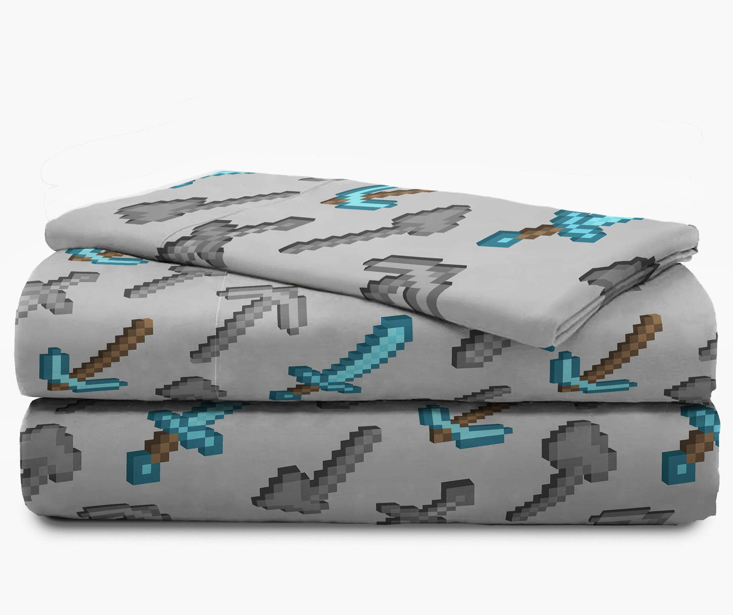 Jay Franco Minecraft Isometric 4 Piece Twin Bed Set - Includes Comforter & Sheet Set - Bedding Features Creeper - Super Soft Fade Resistant Polyester - (Official Minecraft Product)