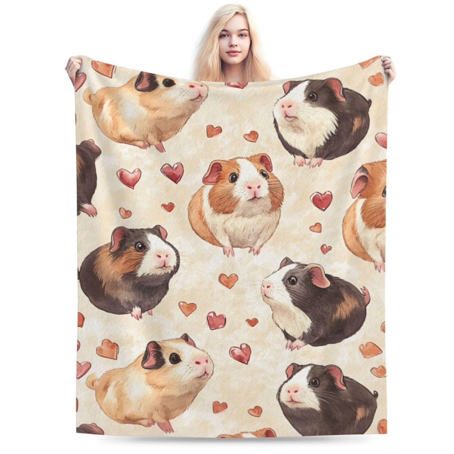 Cute Guinea Pig Throw Blanket Guinea Pig Pets Flannel Blankets Fuzzy Plush Super Soft Cozy Warm Decor Gifts for Boys Girls Kids Adults Men Women 40" x 50"