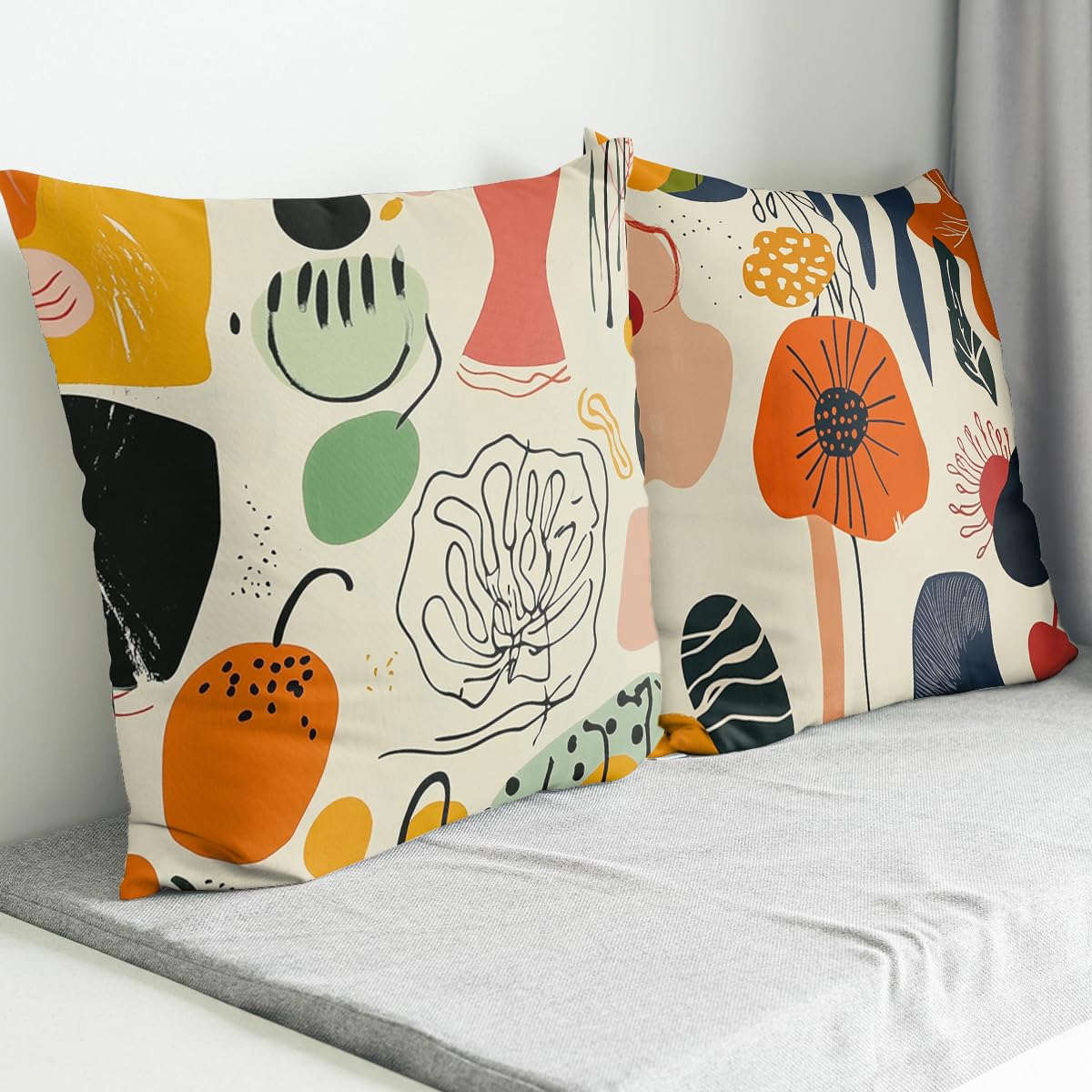 YXDBLP Abstract Art Pillow Covers 18x18 Inch Set of 4 Modern Colorful Geometric Botanical Decorative Throw Pillow Covers Seasonal Holiday Farmhouse Home Sofa Living Room