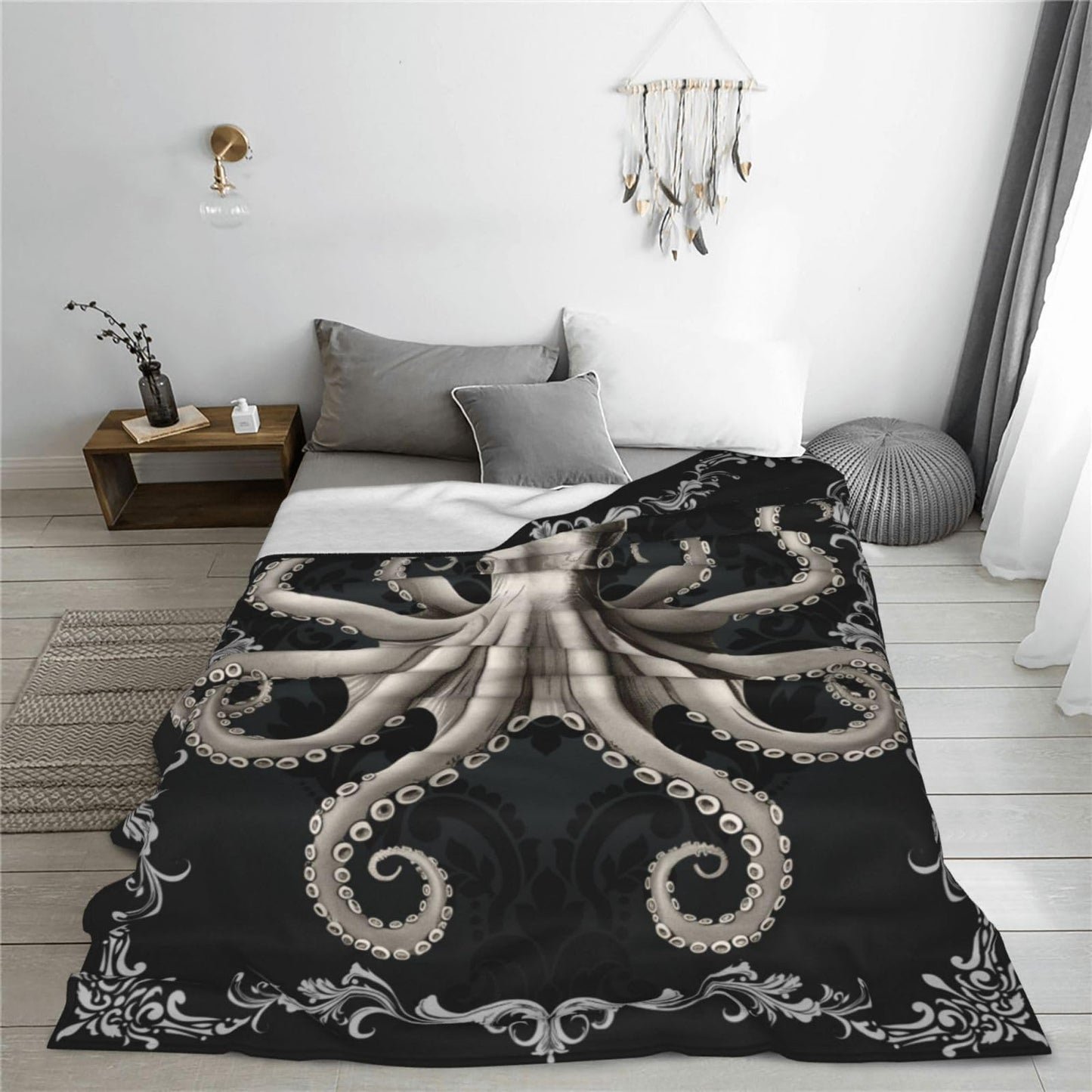 Octopus Blanket Ocean Throw Blanket Soft Fleece Flannel Bedding Octopus Gifts for Women Men Boys Girls Lovers Adults Lovers Stuff Plush for Couch Sofa Bed Room Decor 40"X50"