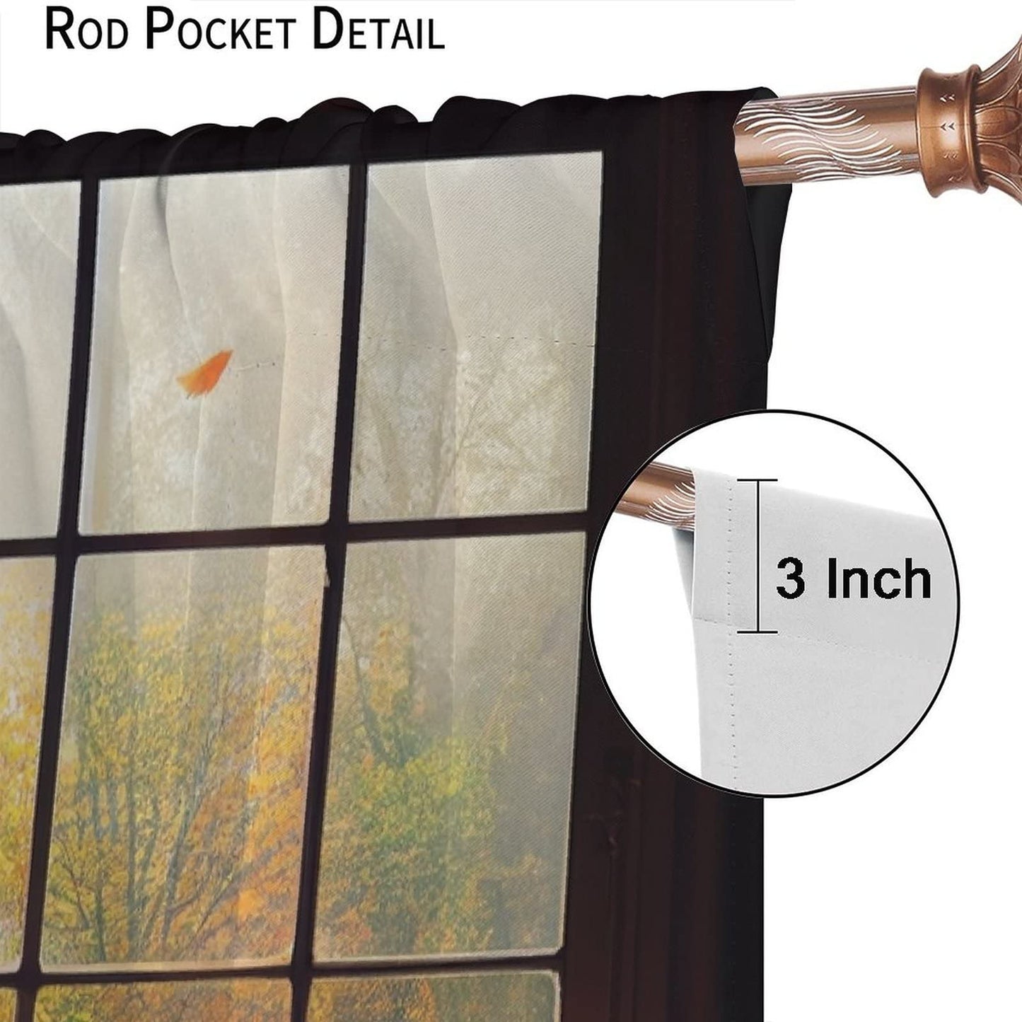 Autumn Scenery Curtains Beautiful Natural Scenery Maple Leaves Bedroom Living Room Decor Rod Pocket Blackout Window Drapes 2 Panels Set 42x45in