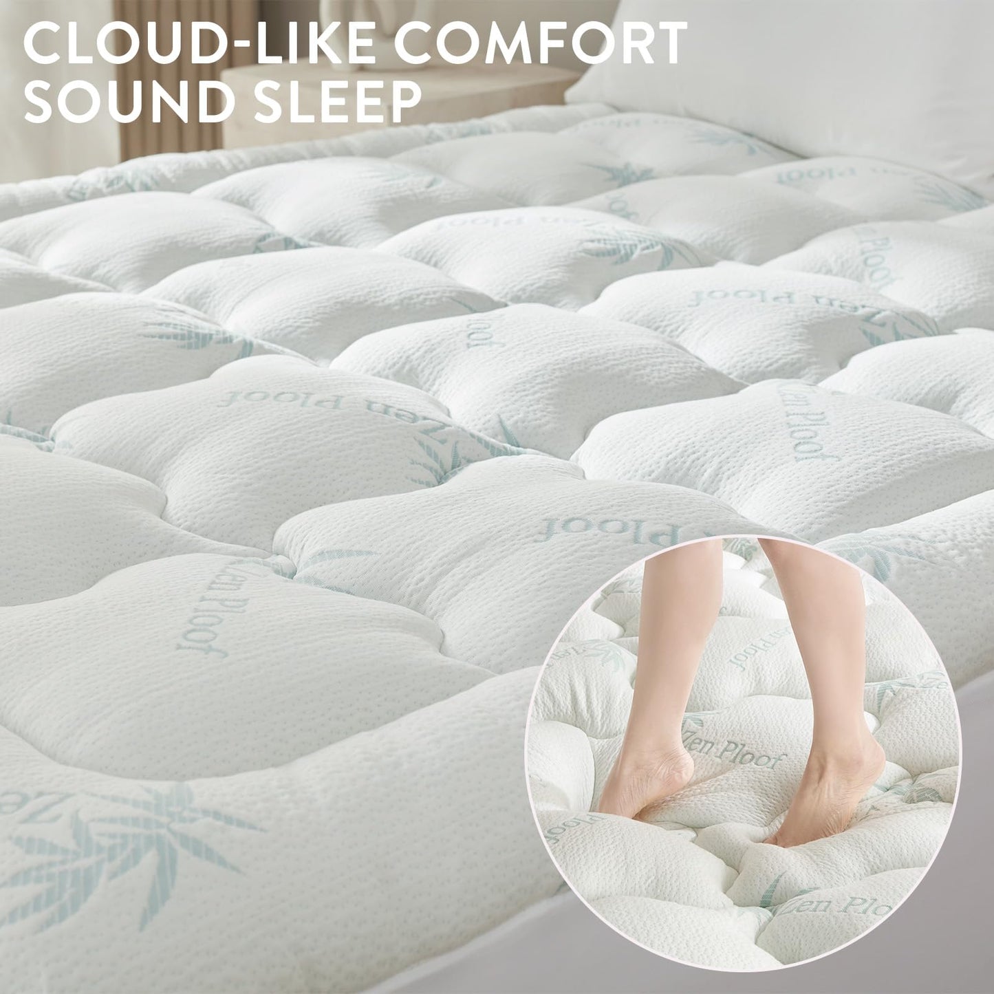 Surefit Ultra Soft Waterproof Mattress Topper, Pillow Top Mattress Pad, Back Pressure Relief, Viscose Derived from Bamboo, Naturally Cooling for Hot Sleepers, King 78x80
