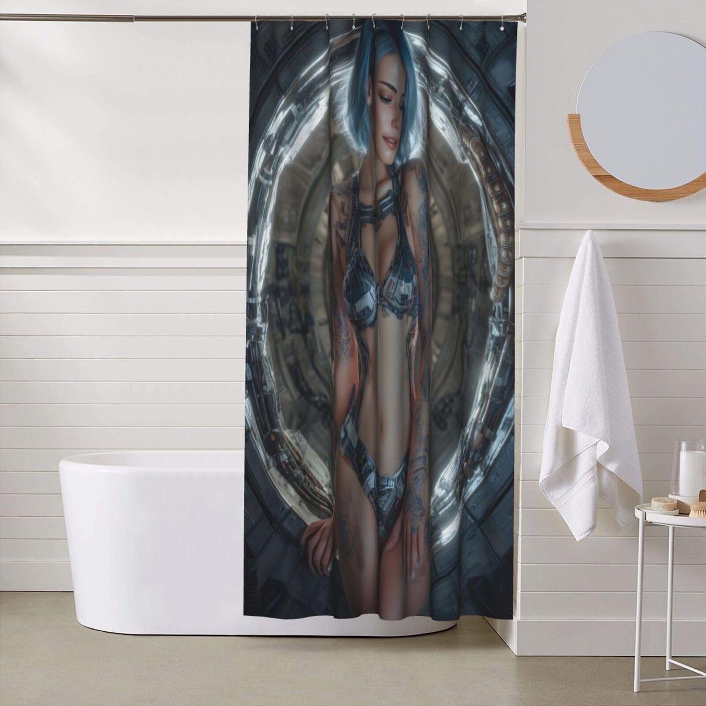 HEILIVIO Shower Curtain Young Woman Waterproof Fabric Stylish Durable Bathroom Decor,Quick-Dry,60x72inches,Includes Hooks