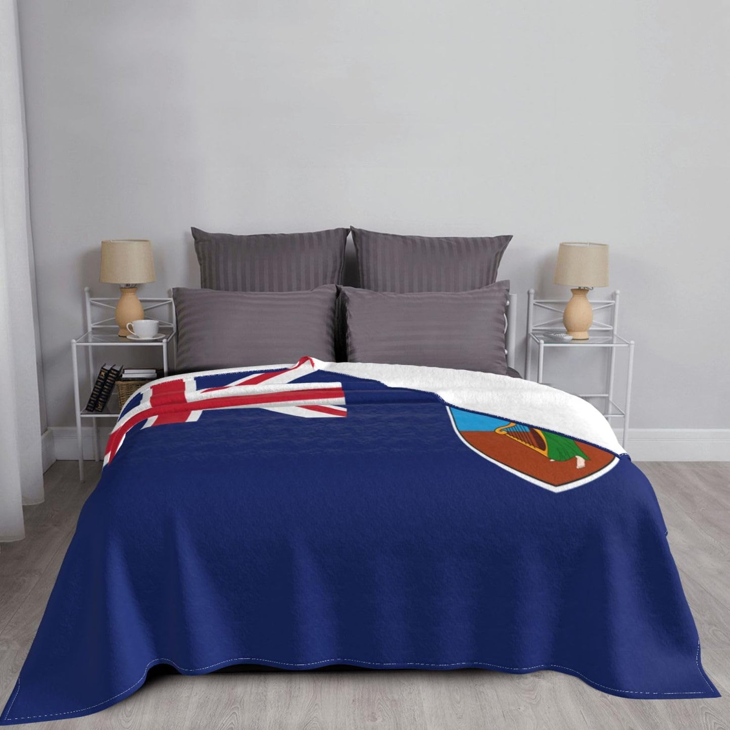 Montserrat Classic Flag Blanket Super Soft Flannel Blanket Comfy Couch Lightweight Blankets Warm Plush Throw Blankets for Couch, Bed, Sofa Cozy for All Seasons 80"X60"