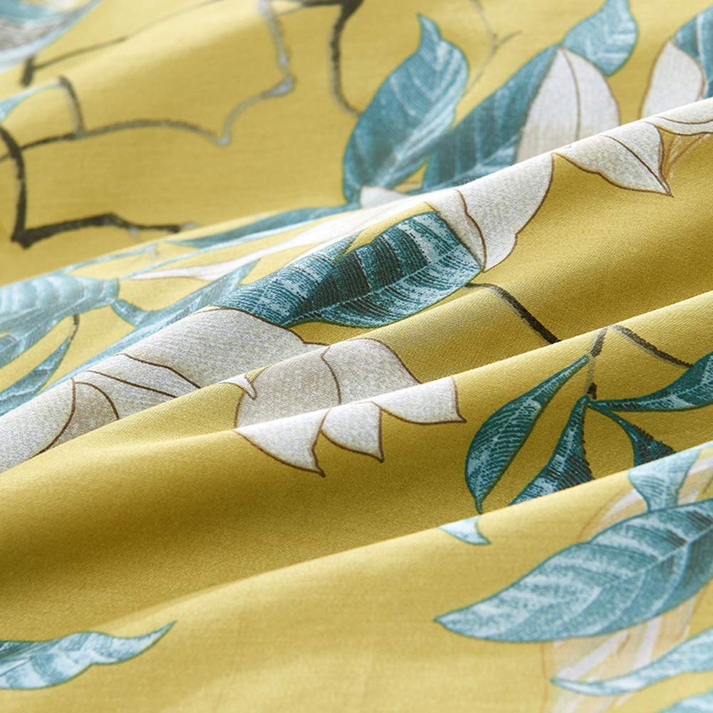 mixinni Duvet Cover Set King Size Bird Flower Pattern Soft Long Staple Cotton Floral Bedding Comforter Cover Set with Zipper Ties for Women and Men, Ultra Soft, Breathable, Easy Care-King Size