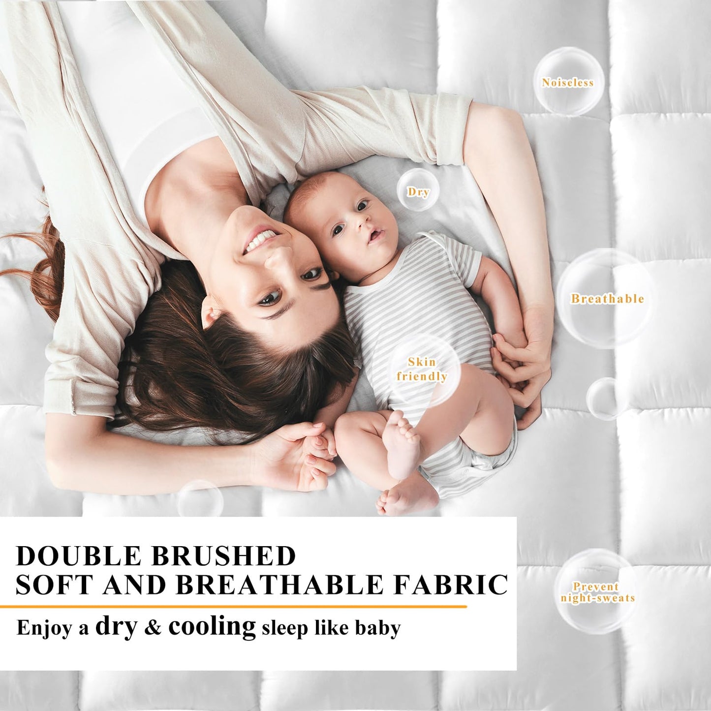 1400 GSM Extra Thick Queen Mattress Topper Cooling Pillow Top Mattress Topper Queen Size Bed, Plush Soft Down Alternative Mattress Pad with Elastic Straps, 6-22 Inches Deep, Back Support