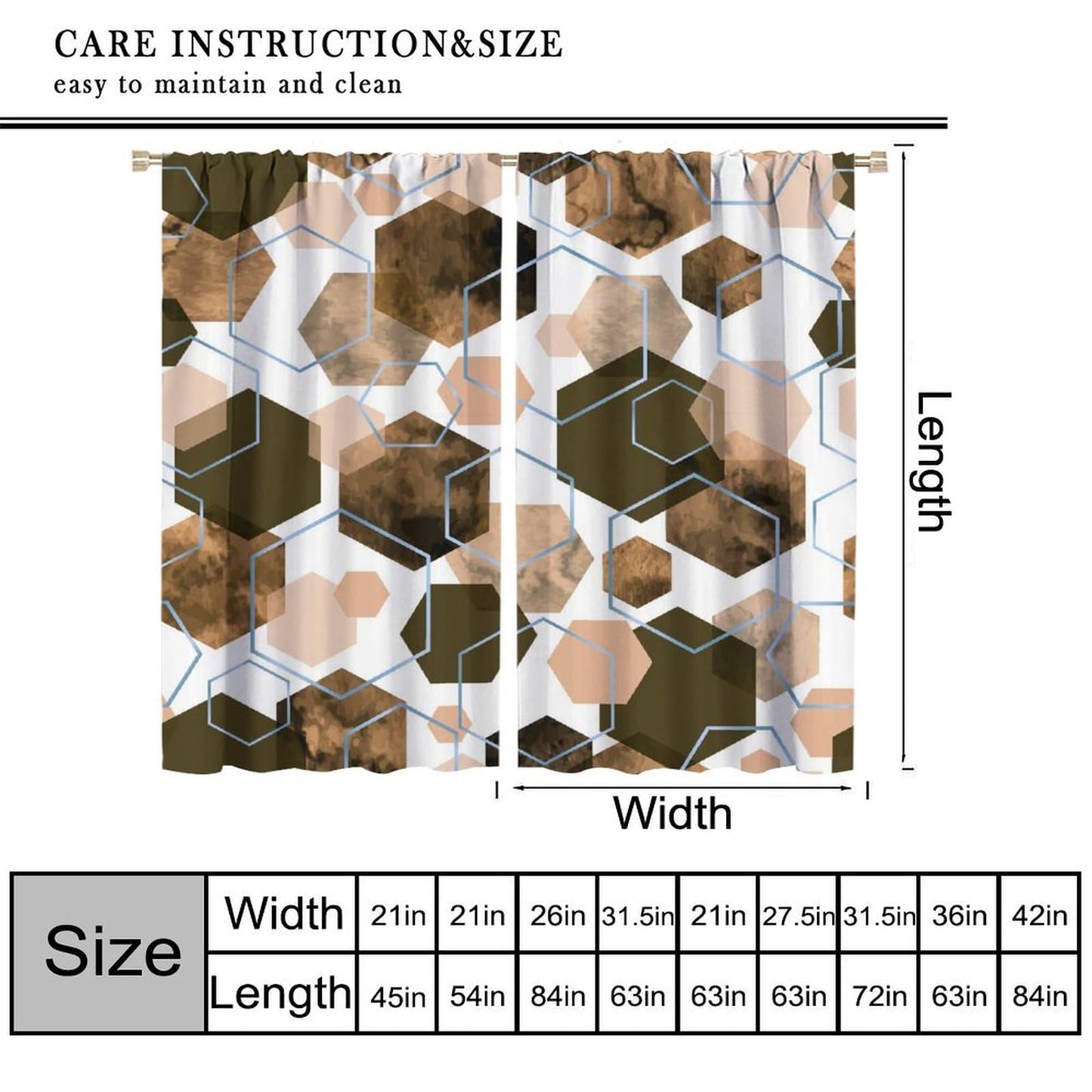 YCness Marble Curtains Modern Abstract Brown Geometric Art Printed Blackout Window Drapes for Bedroom Living Room Decor Fabric Set 2 Panel 42x45 Inch 80% Shading Rate