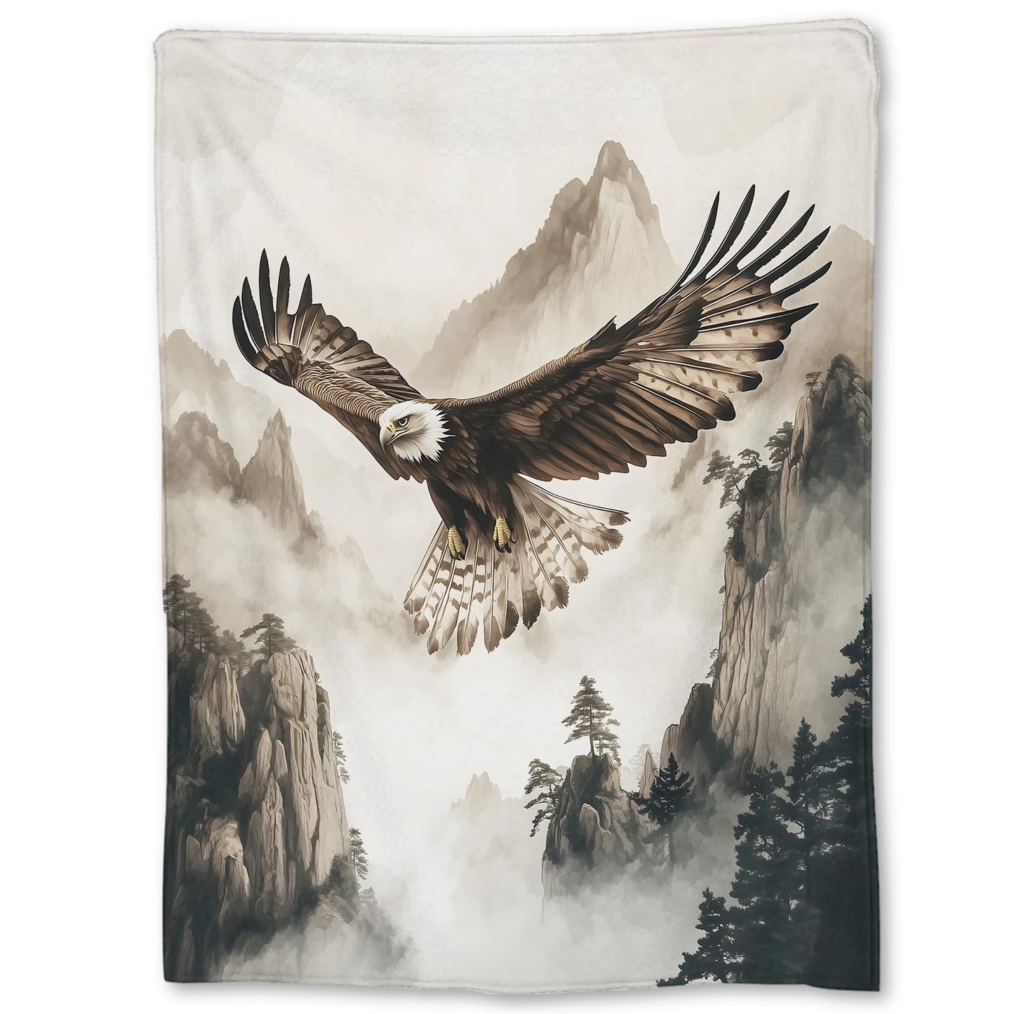 Ti Caldi Soaring Eagle Blanket, Soft Fuzzy Flannel Painting Style Throw Blanket for Couch, Bed, Travel & Home Decor, Lightweight Cozy Warm Blankets for Adults Kids Men Women 60×50 in