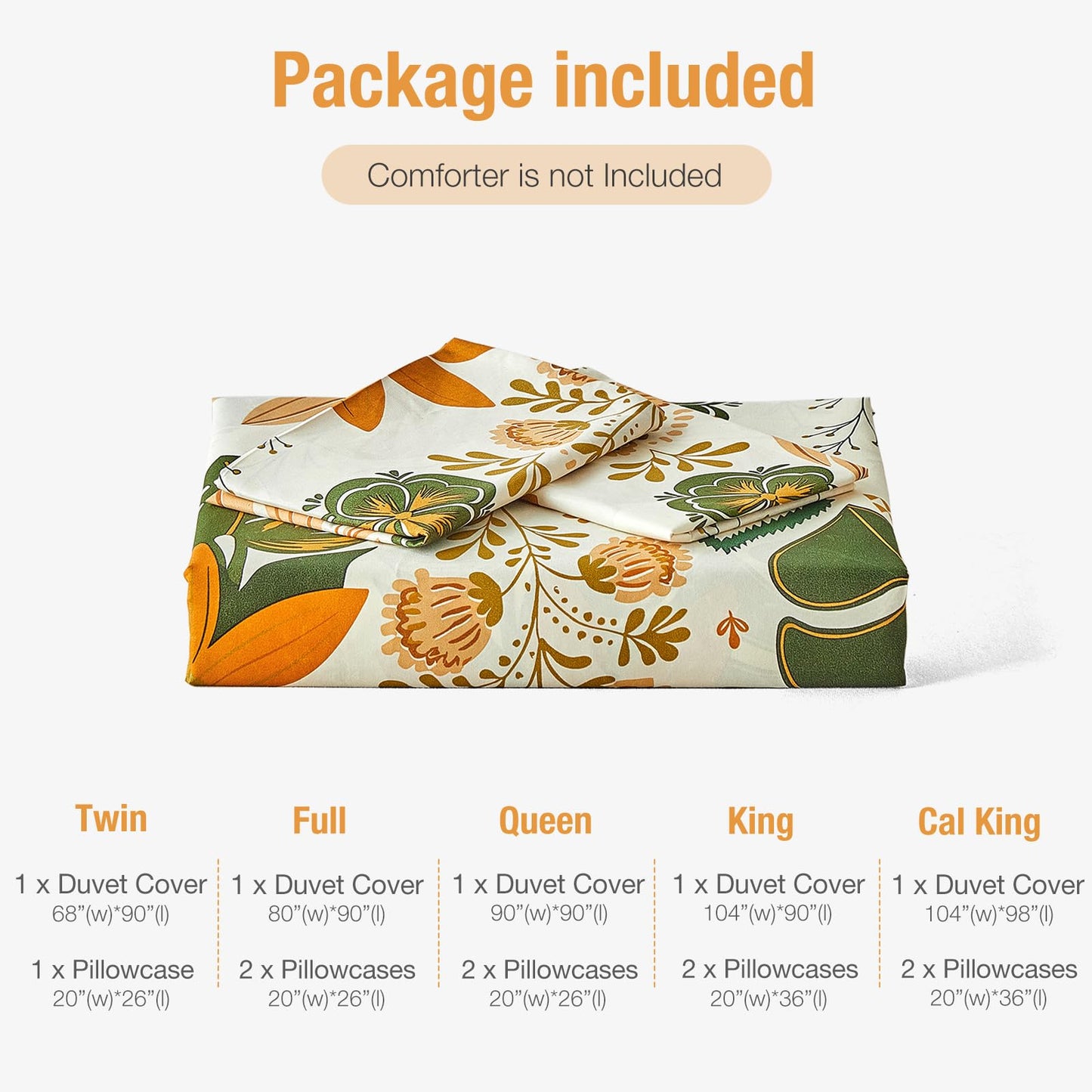 Lekesky King Size Reversible Duvet Cover, Duvet Cover King Size 3 Piece Baroque Microfiber Botanical Bedding Set with Zipper Closure Corner Ties