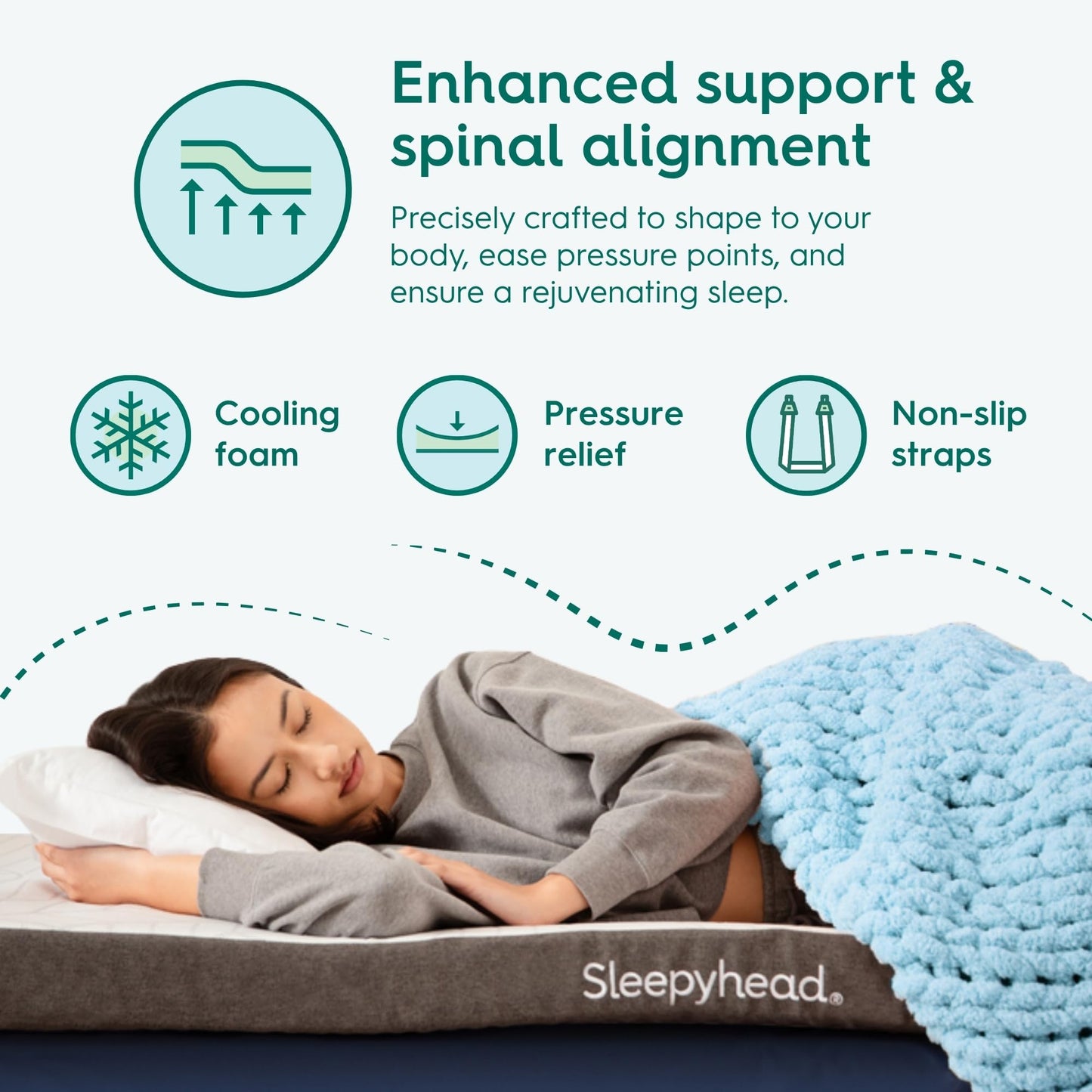 Sleepyhead Twin XL Mattress Topper 2 Inch for College Dorm, Cooling Gel Memory Foam, Pressure Relief, Removable Washable Cover, CertiPUR-US Certified (XL Twin 2")