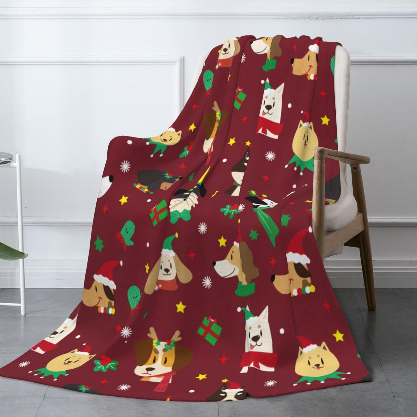 Cute Christmas Puppy Dog Throw Blanket Cozy Fluffy Plush Blanket Soft Flannel Throw Blanket for Kids Men Women Gift Sofa Bed Couch 50"x40" Christmas