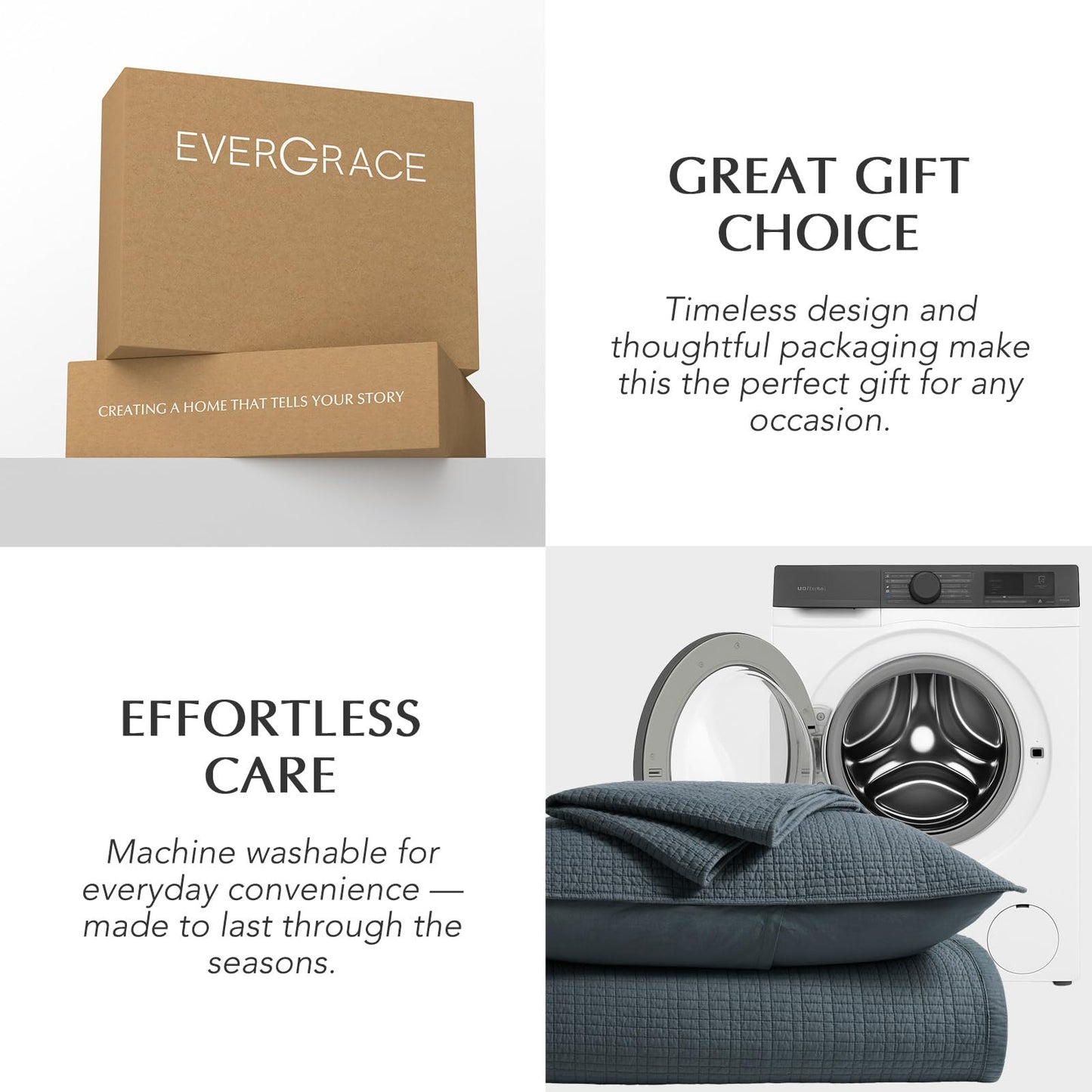 EverGrace 100% Cotton Quilt King Size, Pre-Washed Modern Grid Stitch Lightweight Bedspread Coverlet for All Season, Oversized 3-Piece Bedding Set with 2 Pillow Shams, Midnight Blue