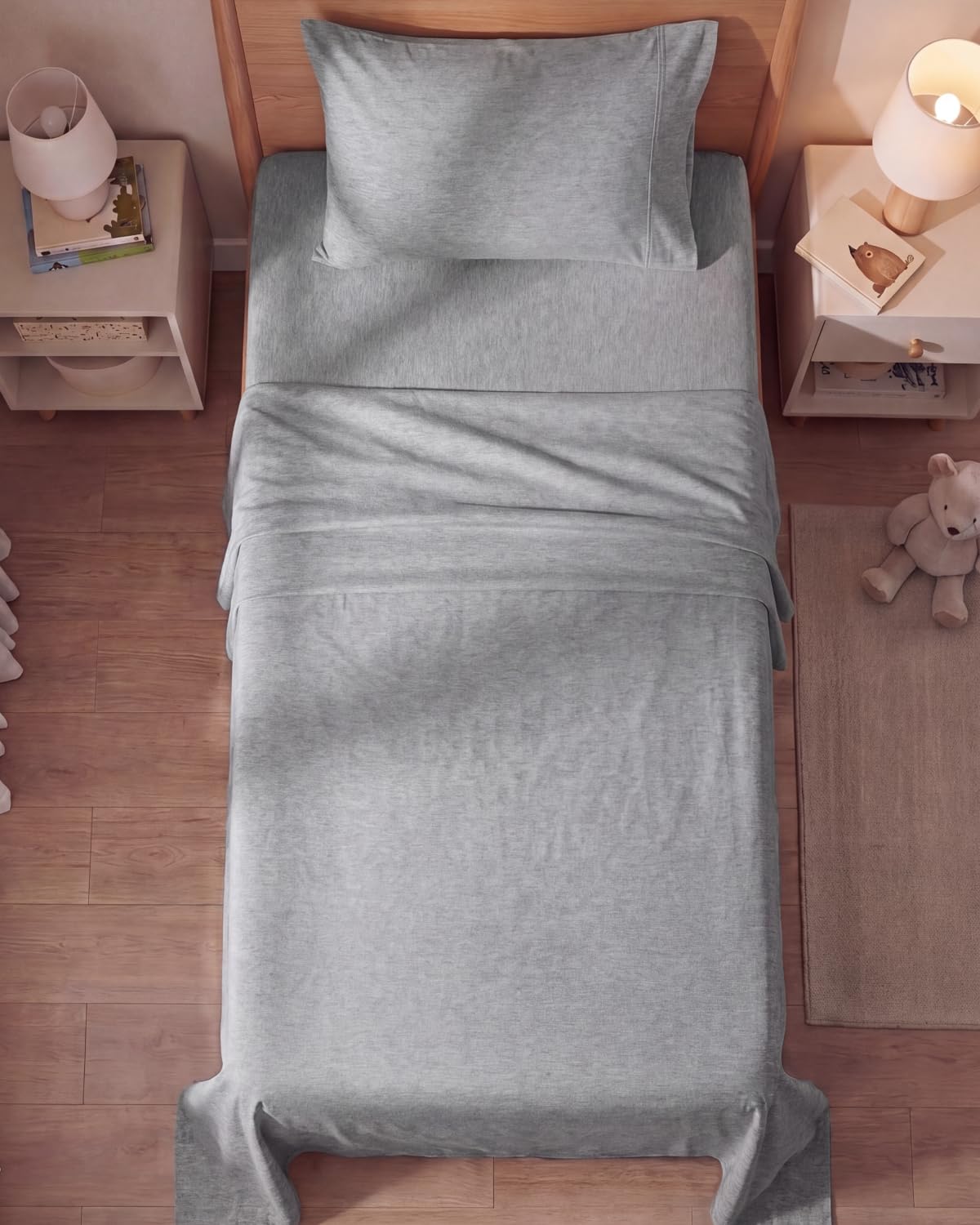Twin Size 3 Piece Sheet Set - Comfy Breathable & Cooling Sheets - Hotel Luxury Bed Sheets for Women & Men - Deep Pockets, Easy-Fit, Soft & Wrinkle Free Sheets - Heathered Grey Oeko-Tex Bed Sheet Set