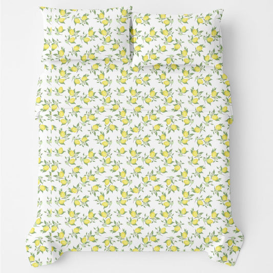 Shreem Linen Queen Sheet Set 4 Piece Bedding, Brushed Microfiber Soft Sheets for Queen Size Bed with Flat, Fitted Sheet, 2 Pillow Cases (LemonPop)