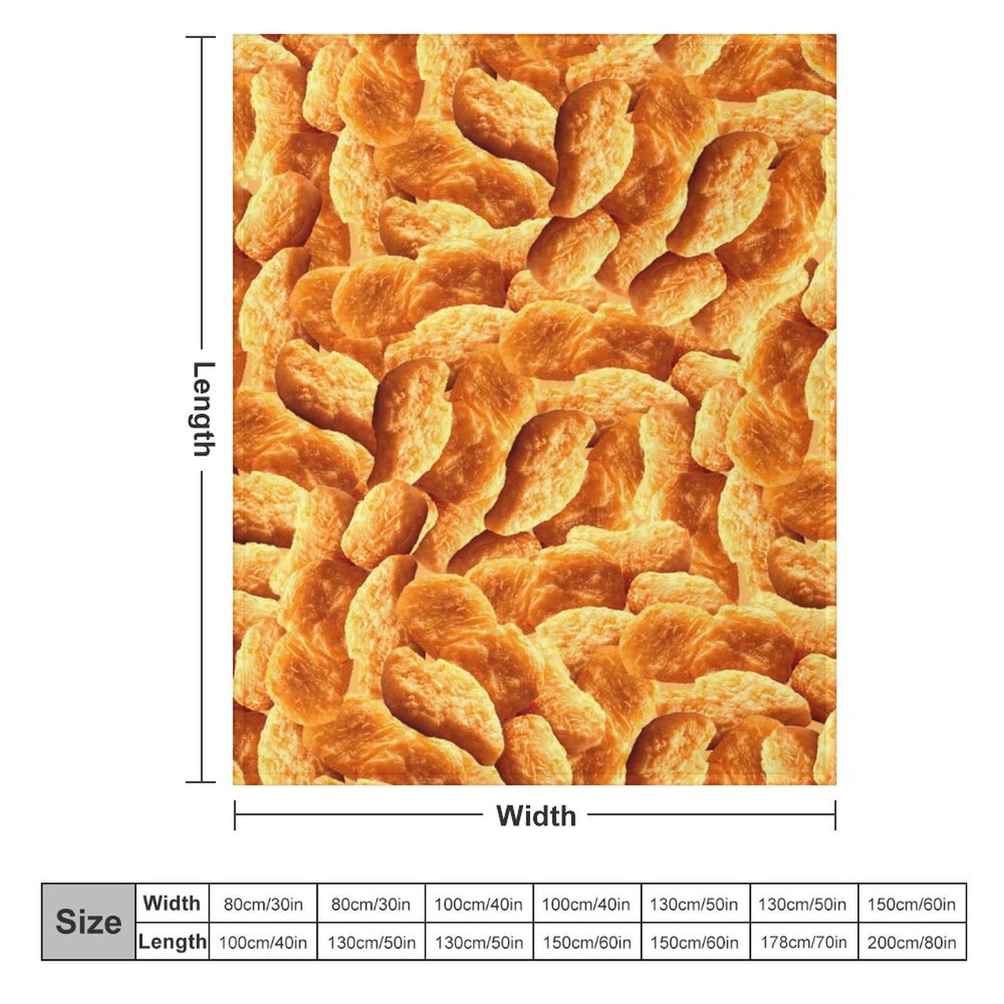 Chicken Nuggets Throw Blanket for Teens Boys Girls and Adults Soft Warm Cozy Funny Midweight Food Flannel Blankets for Couch Sofa Bed Camping Travel Home Decor 40" X 50"