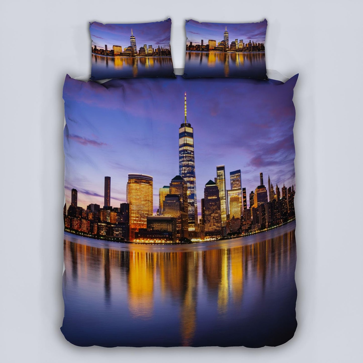3D New York Duvet Cover Queen Size 90x90in Washed Ultra Soft Breathable Microfiber New York Bedding Set Zipper Closure Comforter Cover 3 Pieces with 2 Pillow Shams(WJT 44-12)