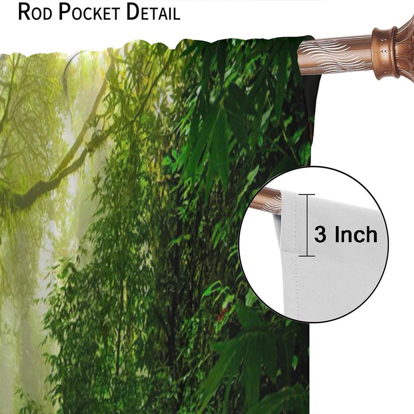 AuiMzoo Forest Blackout Curtains, Natural Tropical Waterfall Jungle River Rainforest Landscape Scenic Print, Bedroom Living Room Kitchen 21" W x 45" L