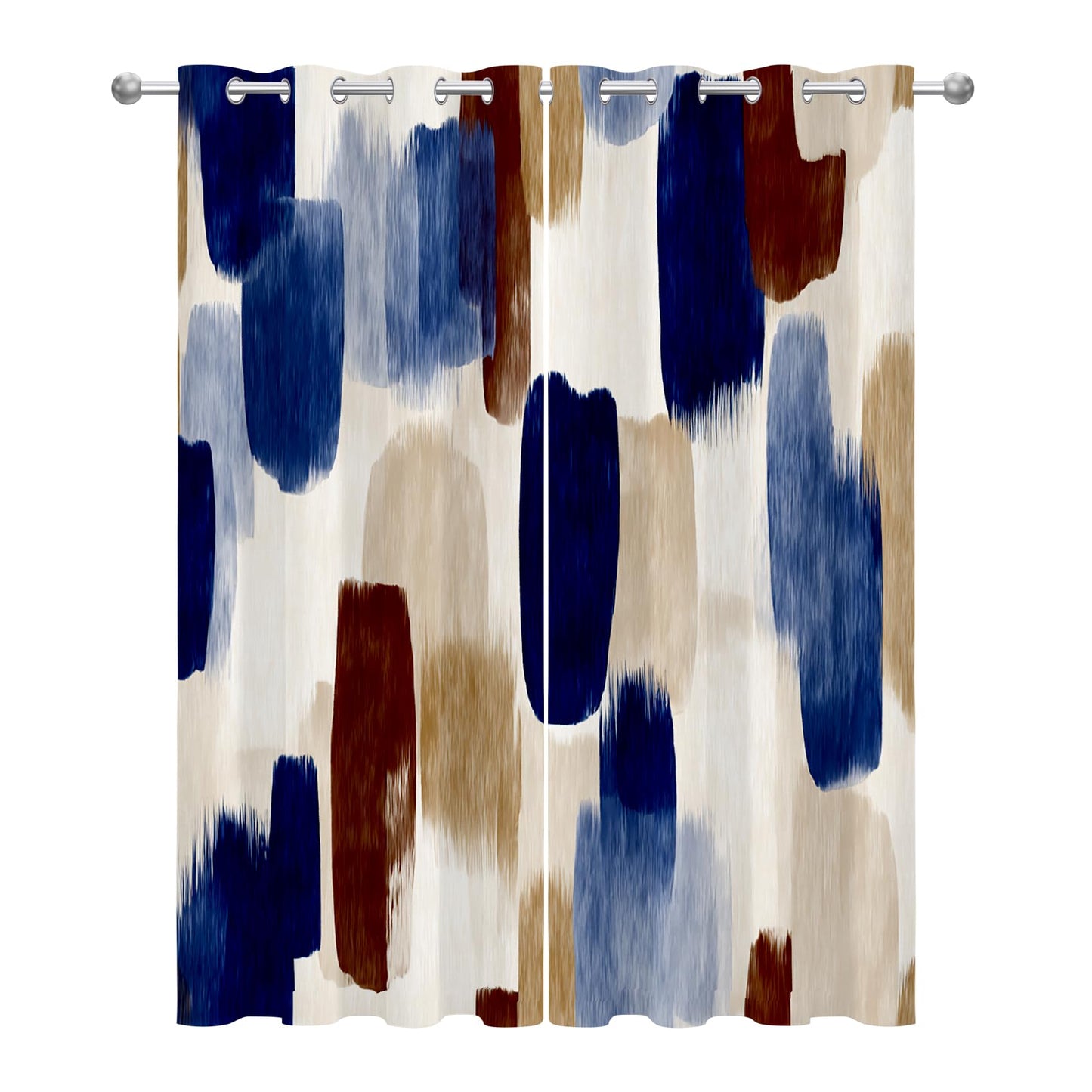 Solvivae Abstract Art Blackout Curtains for Bedroom Living Room, Blue Brown Beige Modern Patterned Window Treatments, Room Darkening Thermal Insulated Grommet Drapes, 108 Inch Curtains 2 Panel Set