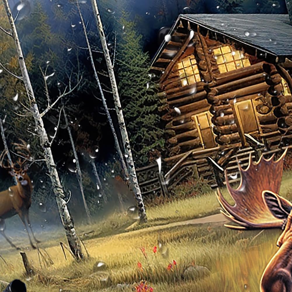 Sanzugh Rustic Bear Shower Curtain, Country Moose Deer Cabin Fabric Shower Curtains Set for Bathroom Lake Lodge Duck Farmhouse Decoration with Hooks 60 X 72 inch Bath Decor