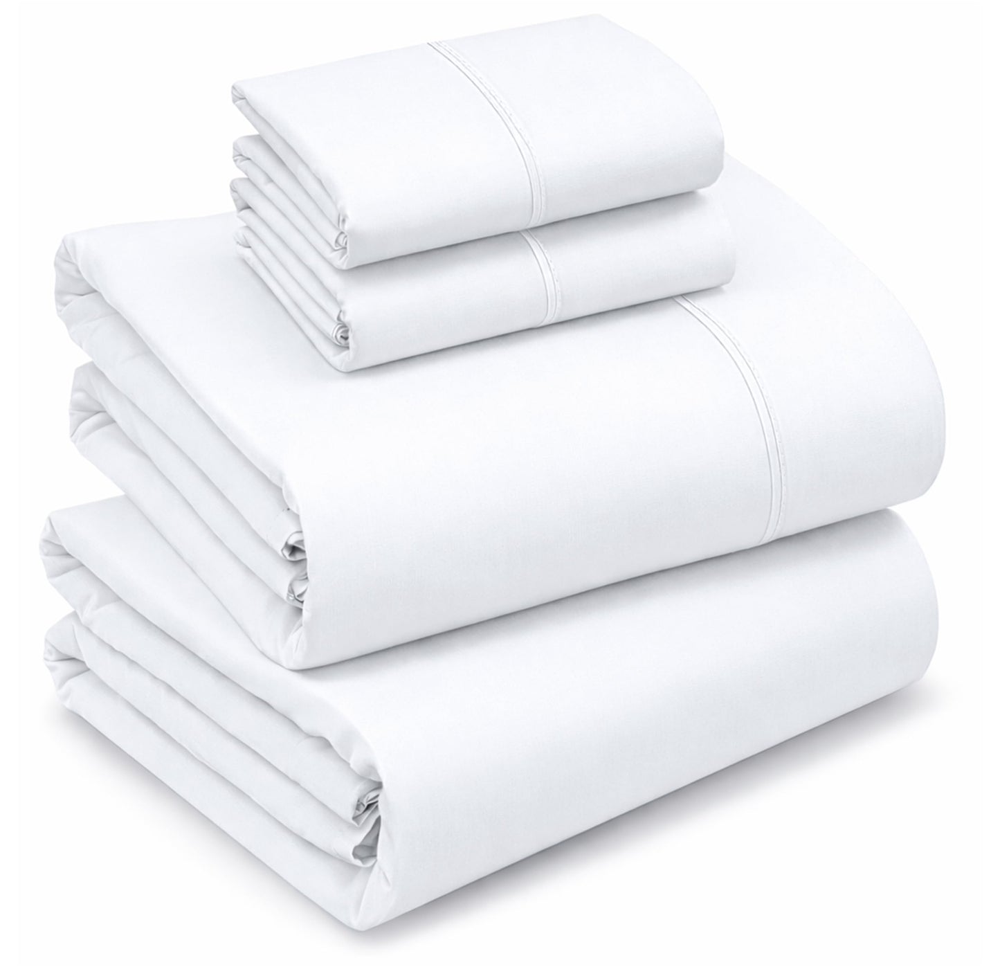 RUVANTI 100% Cotton Percale Sheets, Full Size, Bright White