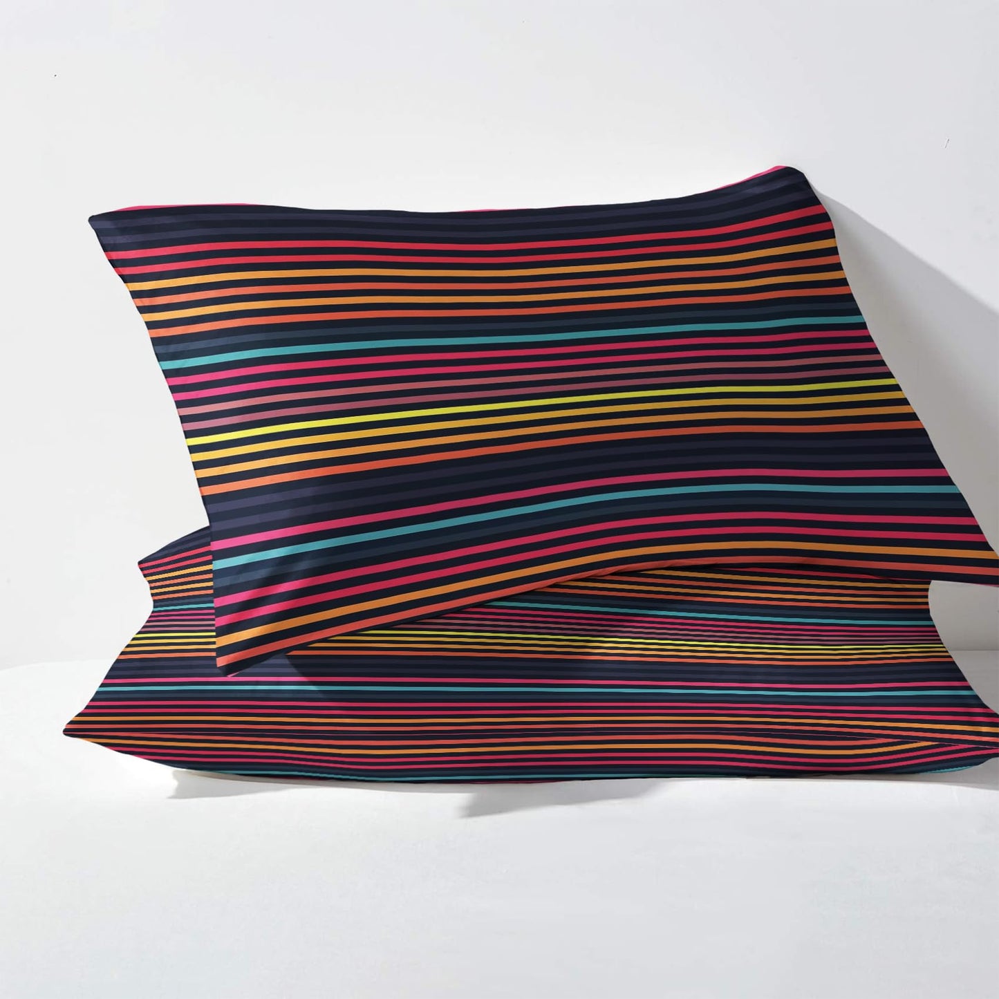 Striped Sheets Full Size, Colorful Bed Sheets, Patterned Bedding Sheets & Pillowcases 4 Piece Set - Soft Microfiber Deep Pocket Fitted Sheet & Flat Sheet & 2 Pillow Cases M&-A264