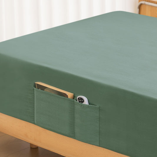 Full Fitted Sheet Only - Premium 1800 Super Soft & Cozy Microfiber, Wrinkle, Fade, Shrinkage Resistant Deep Pocket Full Size Fitted Bottom Sheet, Dark Green