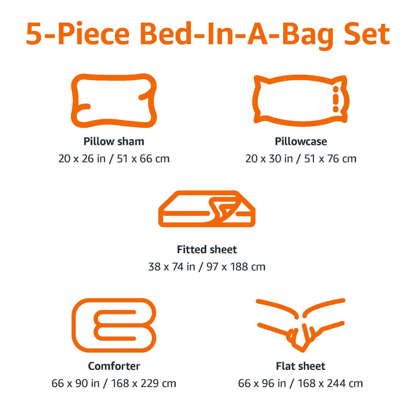Amazon Basics 5-Piece Microfiber Kid's Bed-in-a-Bag Bedding Set, Twin, Blue, Solid