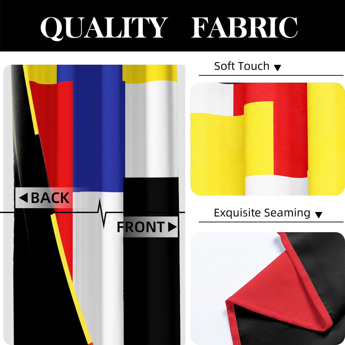Tyrot Colorful 100% Blackout Curtains for Bedroom 63 inch Long 2 Panels Set Red Yellow Modern Abstract Geometric Black Out Curtains Insulated Room Darkening Window Drapes for Living Room, 52Wx63L