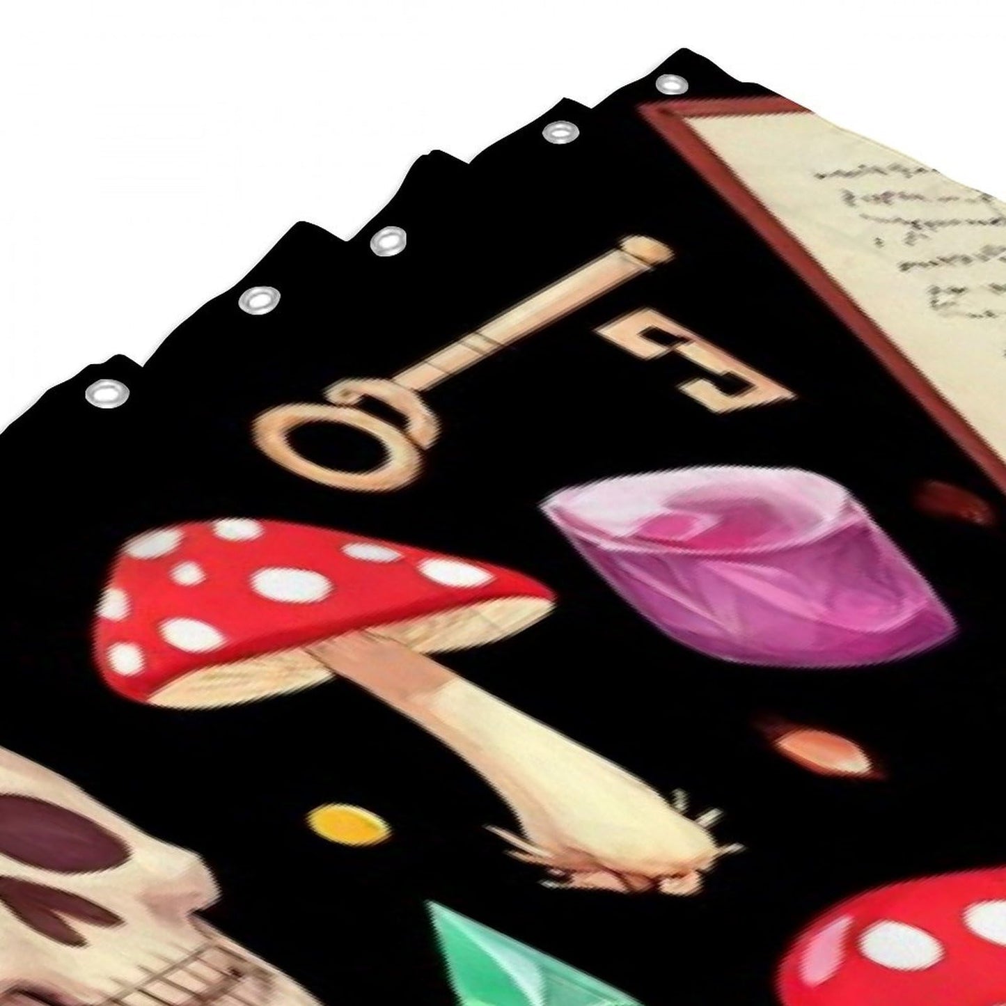 Meaudiwes Fashion Lightweight Shower Curtain Waterproof Bathroom Shower Curtain with 12 Hooks Witch Witchy Mushroom Skull Goth Gothic Black, 72"x 70"