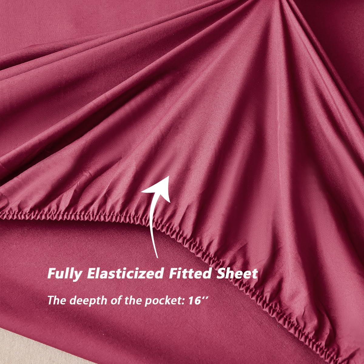 PERFEMET 6-Piece Bed in A Bag Queen Burgundy Marble Comforter Set with Sheets Aesthetic Retro Artwork Style Dark Red Bedding Set for All Season(Burgundy, Queen)