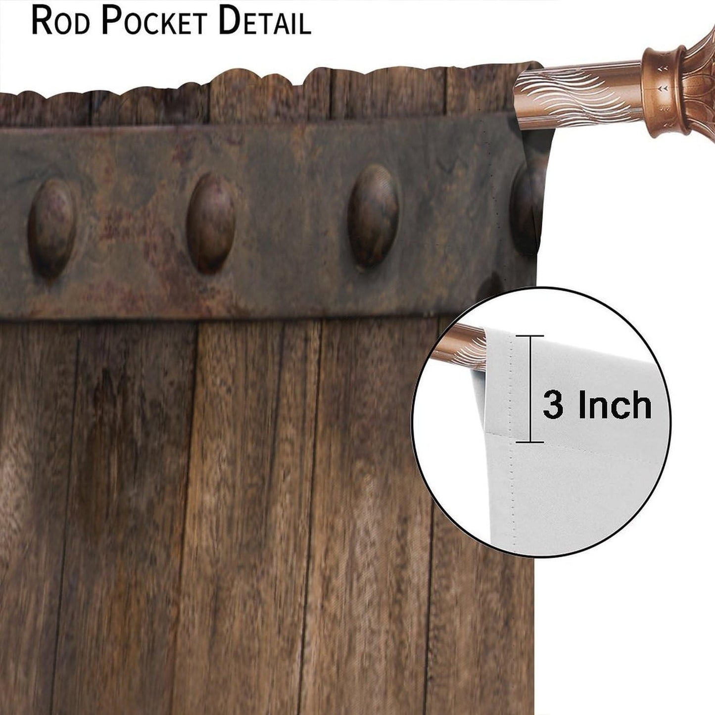 Nanacur Rustic Wooden Barn Door Curtains, Wood Brown Old Rod Pocket Window Treatments for Girl Boy Bedroom Living Room Office Drapes 41" W X 45" L (No Blackout)
