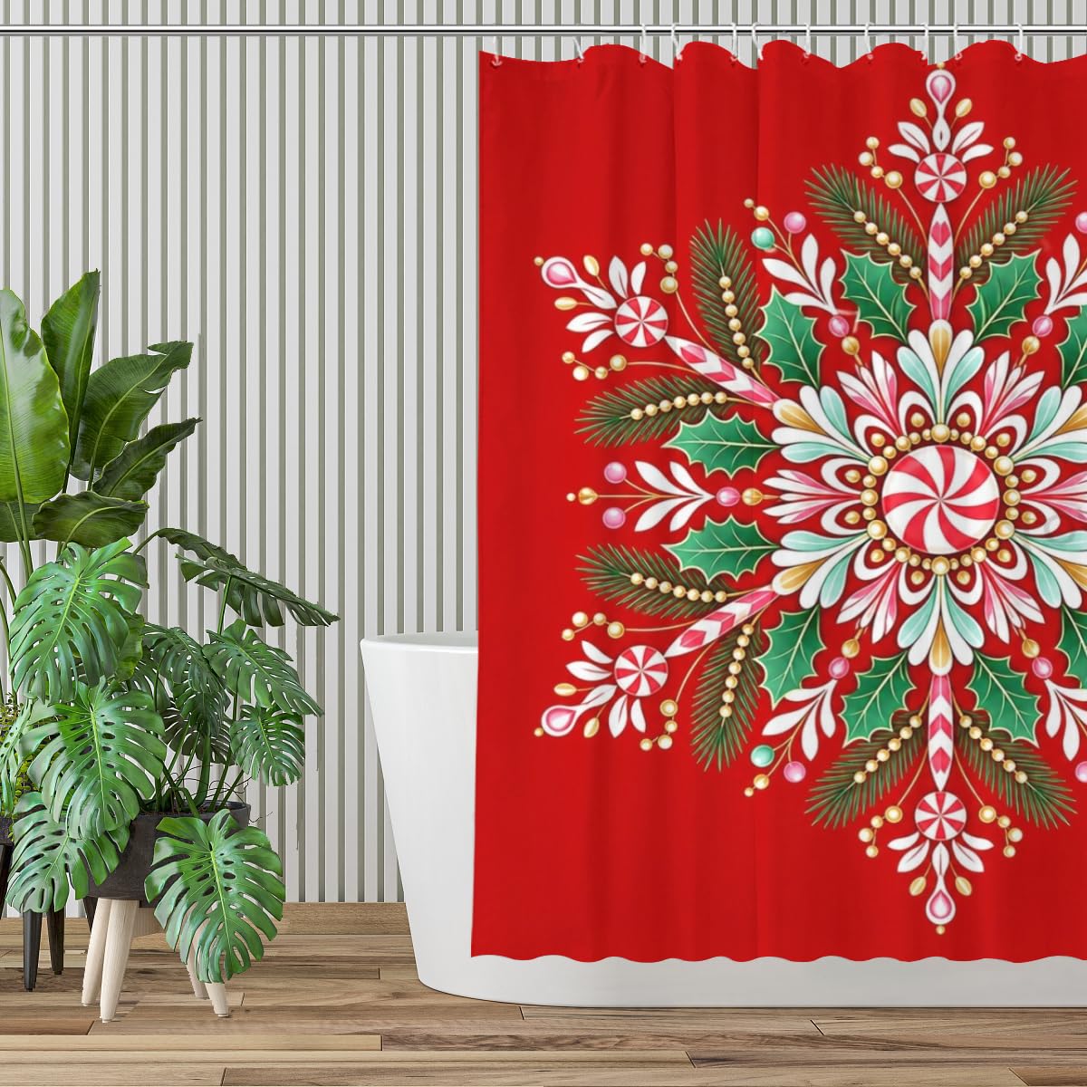 Youtoko Rose Floral Shower Curtain 72x72 Inch with 12 Hooks Polyester Decorative Bath Decor Bold Teal Pop Art Blocks Print Romantic Style for Seasonal Bathroom