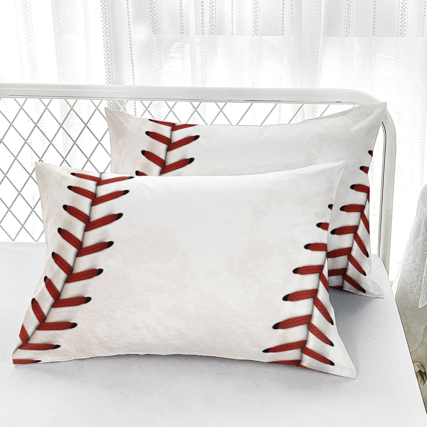 Nttopship Baseball 4 Pieces Bed Sheet Sets Full Size Baseball Bedding Sets with 16" Deep Pockets Sports Bedroom Decor,Bedding Set 4 PCS(1 Fitted+1 Flat+2 Pillowcases)