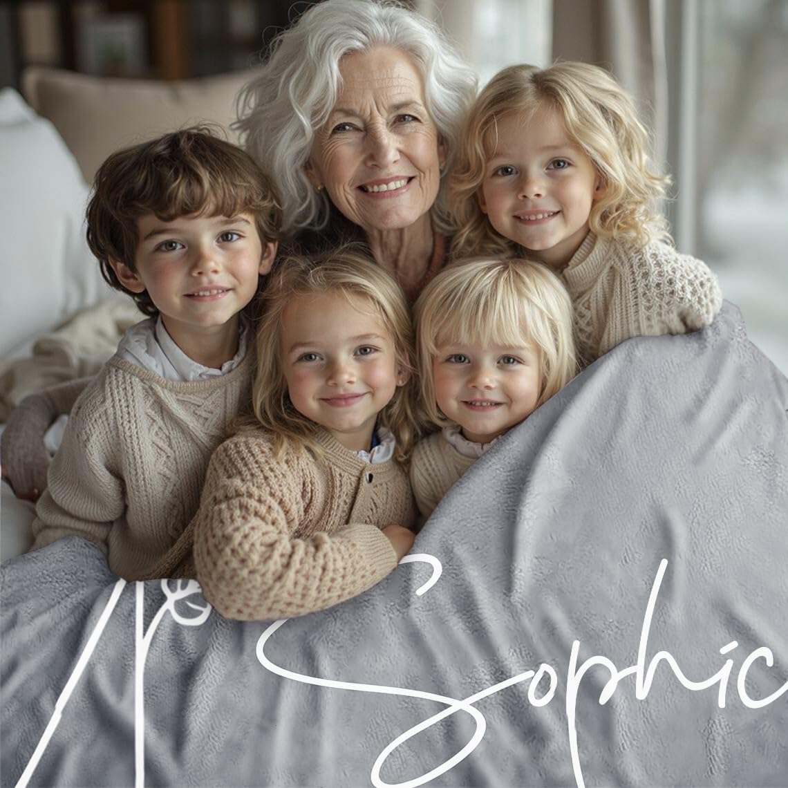 Erostars Ships Next Day, Mothers Day Personalized Blanket Gifts for Mom, Grandma, Handmade Custom Name Blankets with Birth Month Flowers, Customized Blankets and Throws for Girls Birthday Gifts
