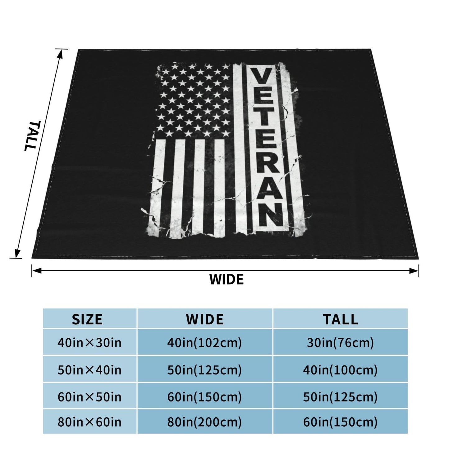Veteran Patriotic U.S Army American Flag Premium Fleece Blanket, Ultra-Soft Plush Throw Blanket, Warm Cozy Fleece Blanket for Bed, Couch & Travel 60"x50"