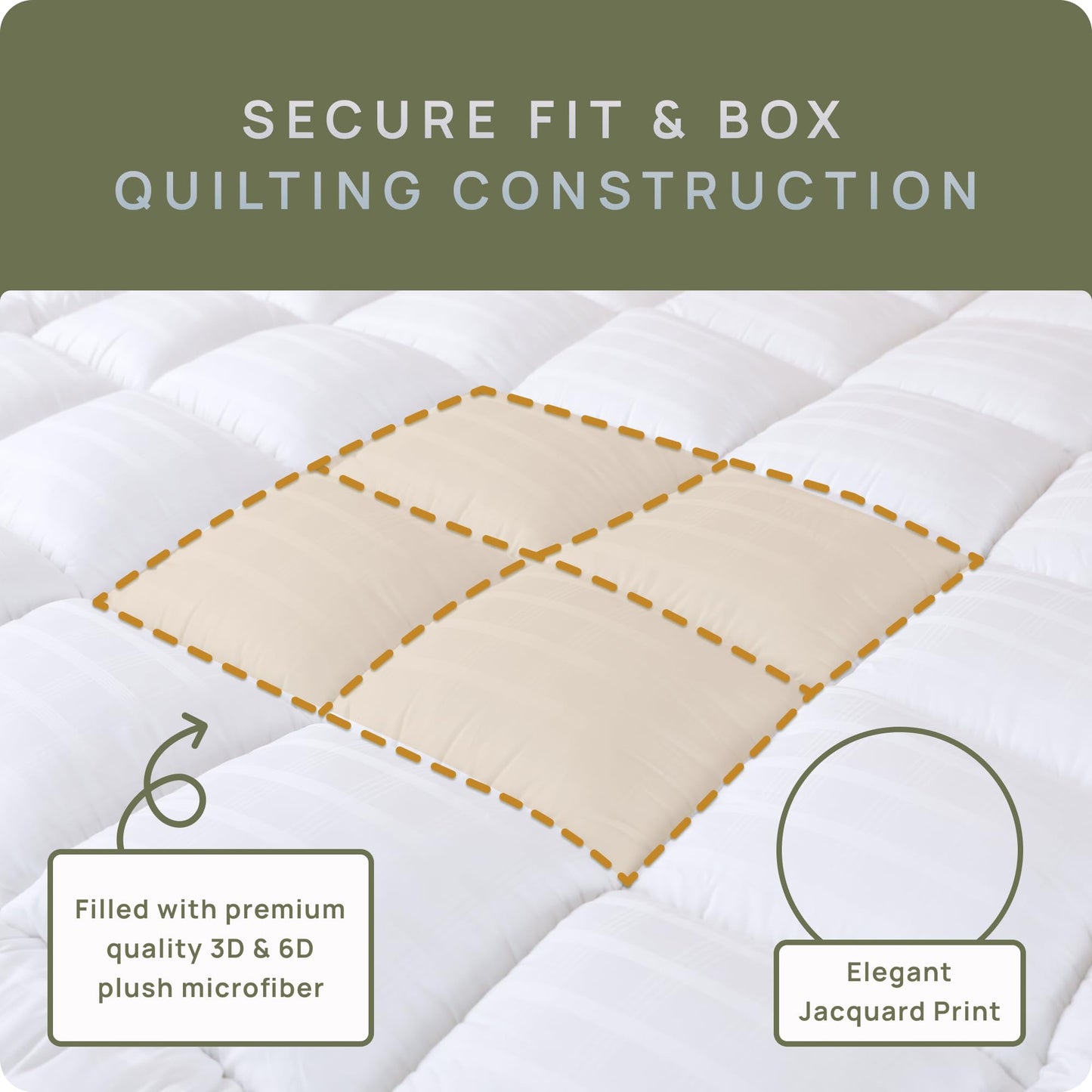 Extra Thick Pillow Top 3 Inch Mattress Topper Queen Size for Firm Mattress, Cooling Fluffy Cotton Hotel Mattress Bed Topper for Cloud Like Sleep & Back Pain, Plush Soft Pad, Fit to 6"-22" Mattress