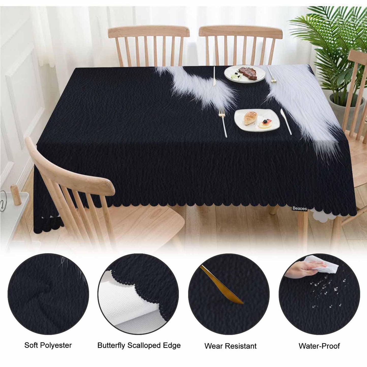 Beabes Cow Print Table Covers Farm Cattle Cowhide Cow Spots Heavy Weight Tablecloth Picnic Table Cloth for Kitchen Dinning Tabletop Outdoor BBQ Buffet Rectangle 52x70 Inch