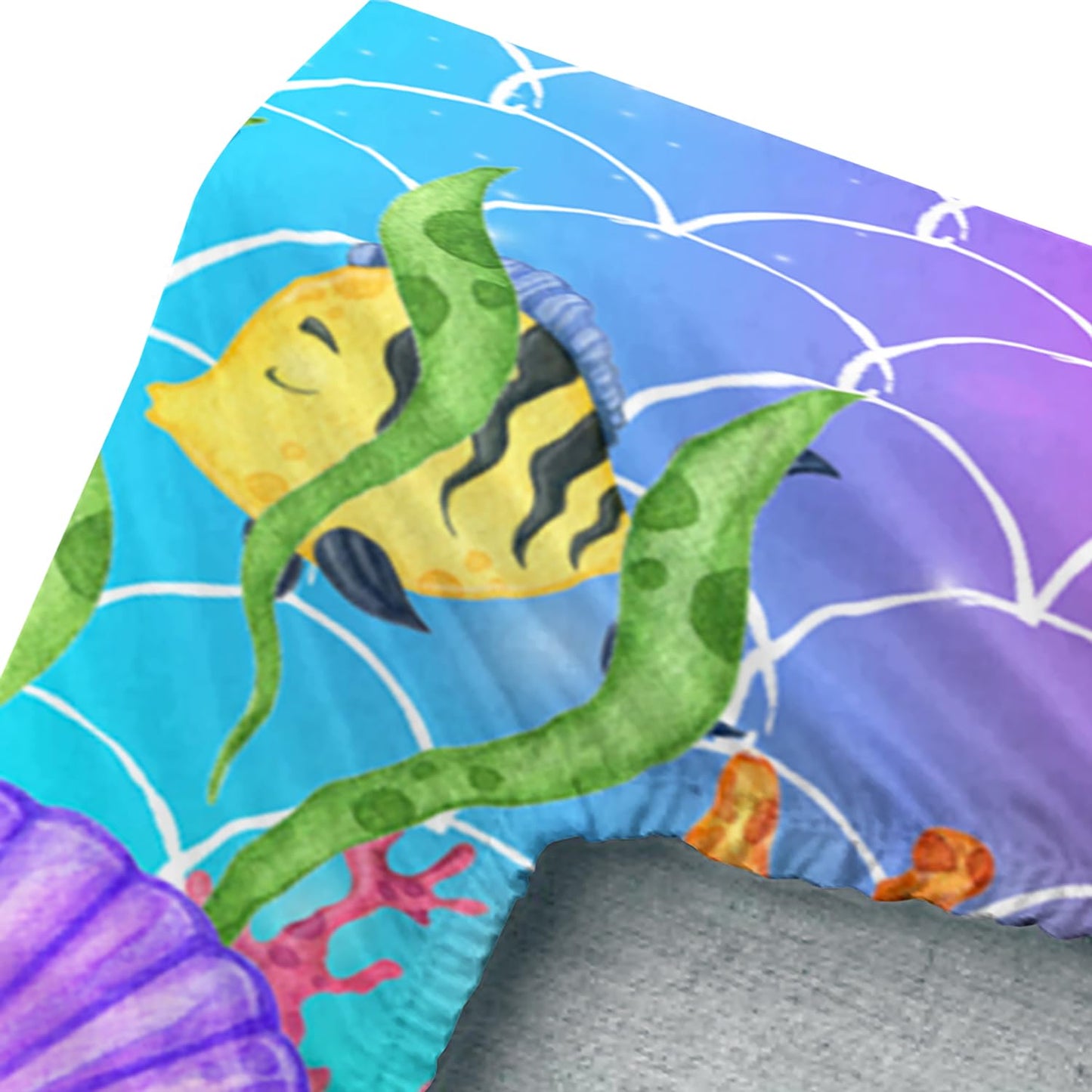 UEVBF Kids Cute Mermaid Fitted Sheet Set Full Size,Black Little Girls Pattern Bedding for Kids Girls Bedroom,Mermaid Scale Seaweed Bedding Sets,1 Fitted Sheet+2 Pillowcases.