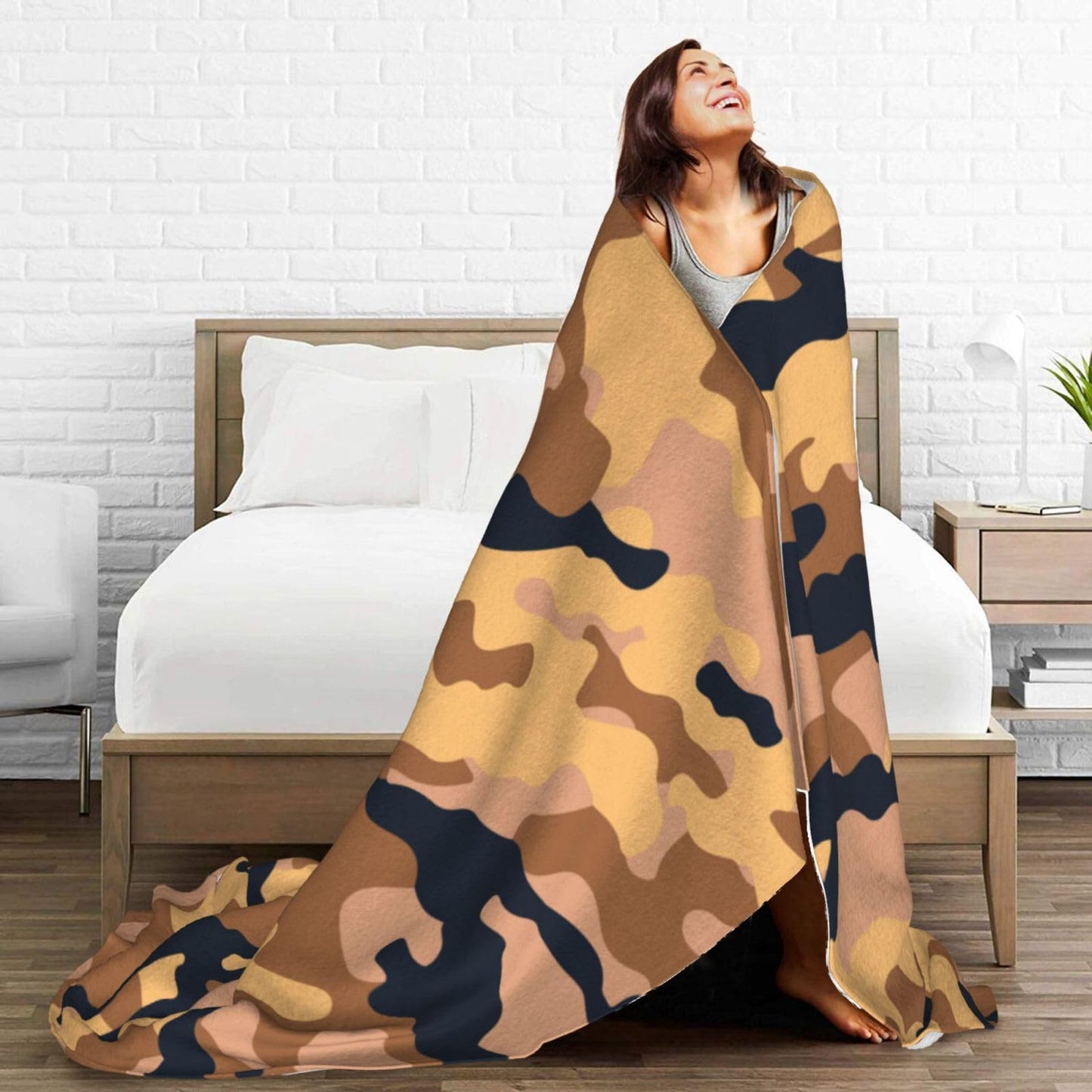 Perinsto Military Camo Throw Blanket Ultra Soft Warm All Season Camouflage Decorative Fleece Blankets for Bed Chair Car Sofa Couch Bedroom 60"X50"