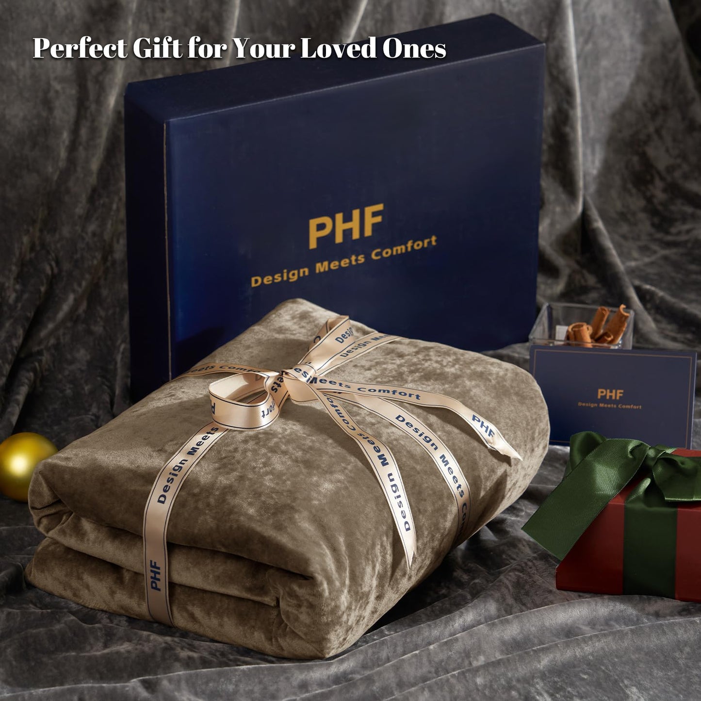 PHF Truly Velvet Fitted Sheet Only Queen Size, Luxury Super Soft Cozy Fuzzy Fleece Bottom Sheet, Deep Pocket Up to 16",Strenghth Elastic Band,Suitable for Fall Winter Spring, No Pillowcases, Khaki