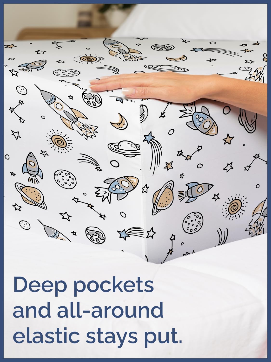 Kids Twin Size Bed Sheet Set - 3 Piece Kids Loft Bed Sheets - Space Galaxy Theme bedding - Soft, Cute - Breathable and Machine Washable - Spaceship Rocket Bed Set for Boys, Girls, Teens and Toddlers
