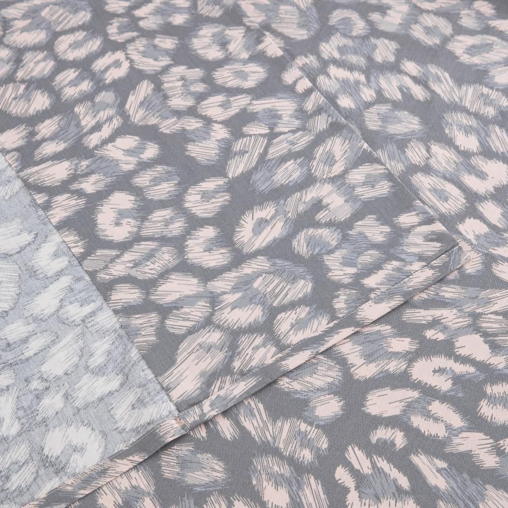 DAUAOTO King Size Printed Sheets Set, 100% Cotton Bedding Sets, Up to 14" Deep Mattress, Modern Pattern Bedlinen Set, Leopard Gray