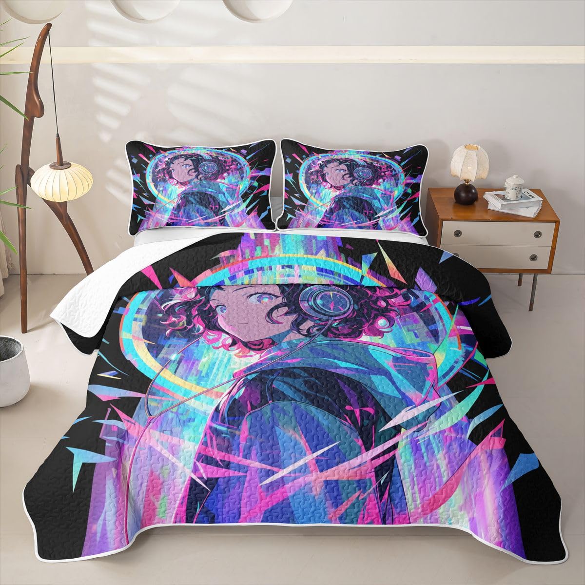 Erosebridal Japanese Anime Quilts King Size - Fashion Cool Girl Bedspread Coverlet Set, Anime Gifts Quilt Coverlets 3 Pieces