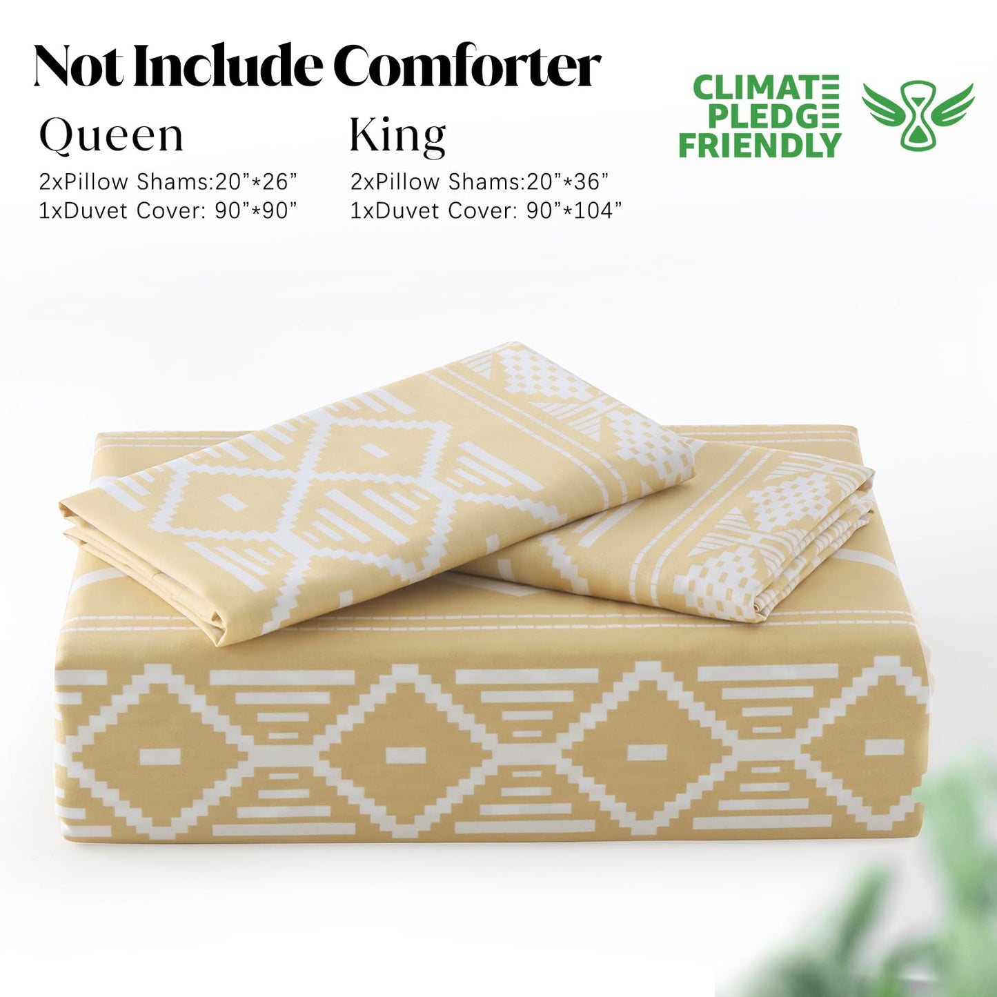 CozyDH Duvet Cover Set King Size - 400TC 100% Cotton Beige Boho Geometric Pattern Comforter Cover Set, 3 PCS Bohemian Soft Lightweight Bedding Set with Zipper Closure (104x90, No Comforter)