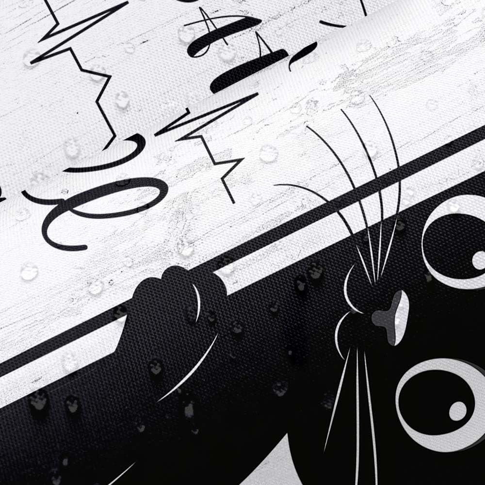 JAWO Funny Black Cat Shower Curtain, Welcome to The Bathroom Rustic Farmhouse Fabric Shower Curtain Set with Hooks, Cute Kitten Animal Waterproof Bath Curtain for Bathroom Decor,12pcs Hooks,69X70 in