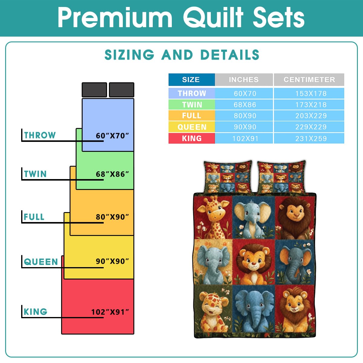 LUSHIS Patchwork Quilt Set, Patchwork Throw Bedspread Bed Sets - Animals Coverlet Sets All Season Soft Microfiber Lightweight Bedding Set (Animals)