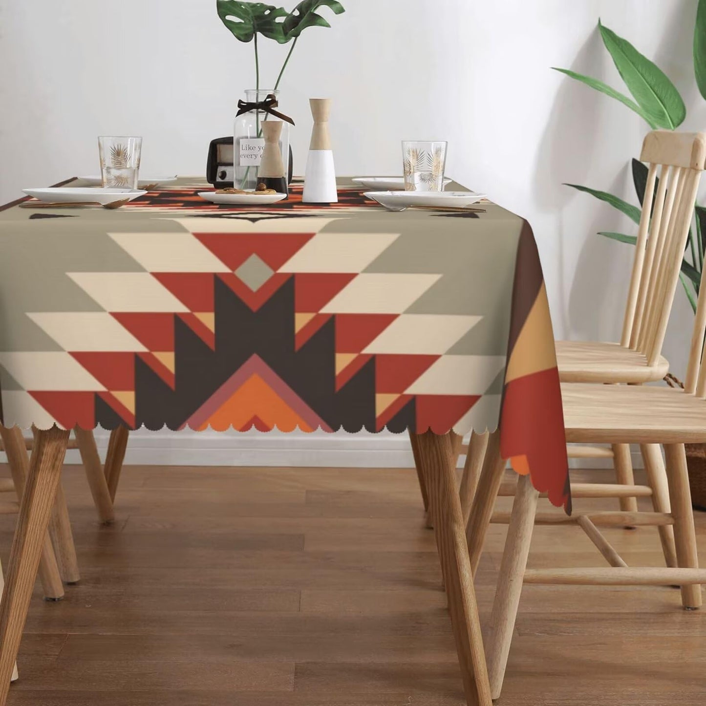 MENZHYAN Aztec Geometric Rectangle Tablecloth American Southwest Native Tribal Style Table Cloths Bohemian Elements Western Washable Table Cover for Home Kitchen Dining Party Decor 54 x 72 Inch
