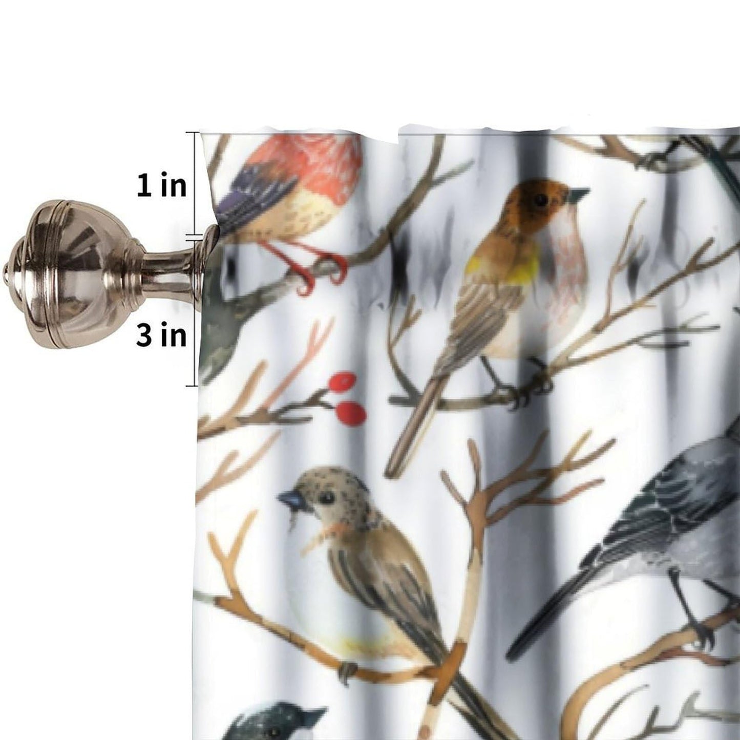 Yearn Jear Bird Flowers Kitchen Curtains Valance,Floral Nature Animal Colorful Birds Rod Pocket Curtain Valance for Kitchen, Bathroom, Living Room, Bedroom 54" X 18"