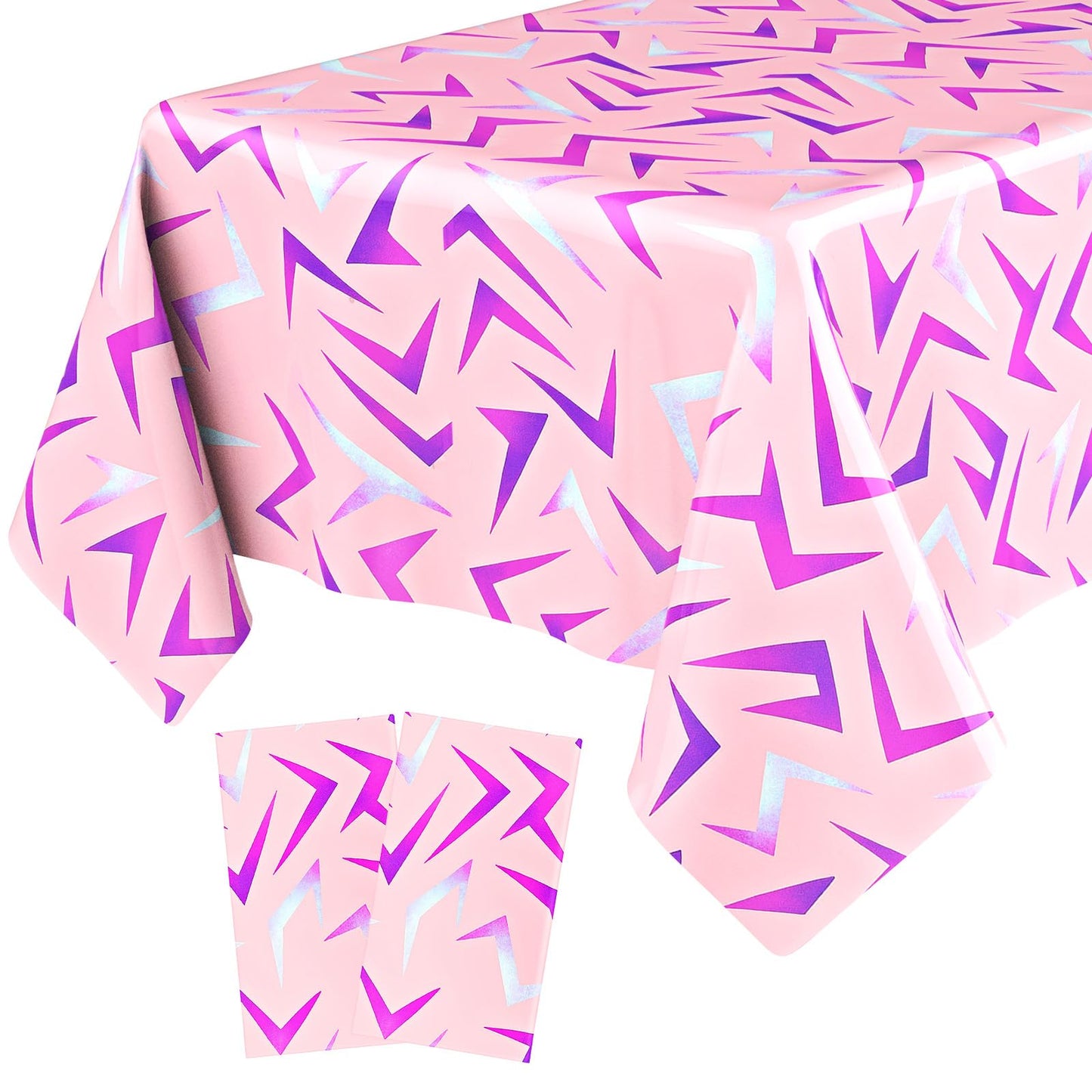 Gilprop 2 Pcs Kpop Pink Lightning Crack Birthday Party Tablecloth Decorations Purple Energy Pattern 108 x 54 Inch Plastic Tablecover Korean Idol Movie Decor for Kid Birthday Graduation Baby Shower